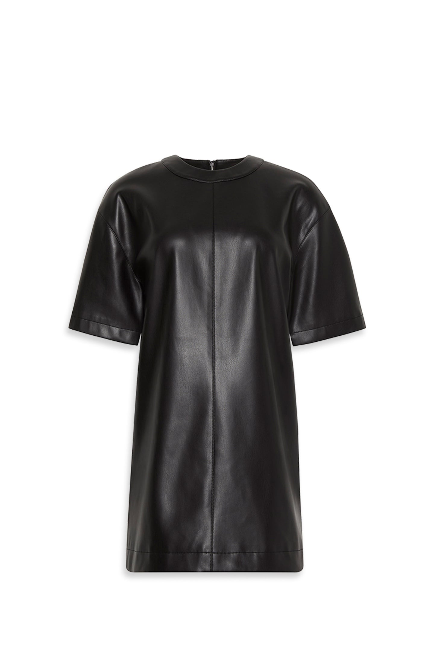 FAUX LEATHER T-SHIRT DRESS BLACK 3
