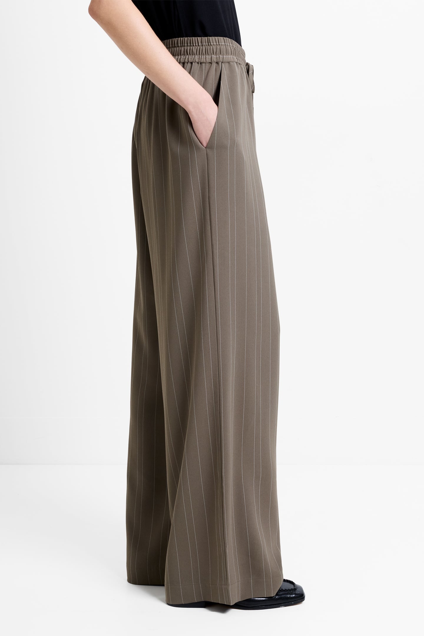 ERMA PINSTRIPE WIDE LEG TROUSE VINTAGE KHAKI/WHITE 2