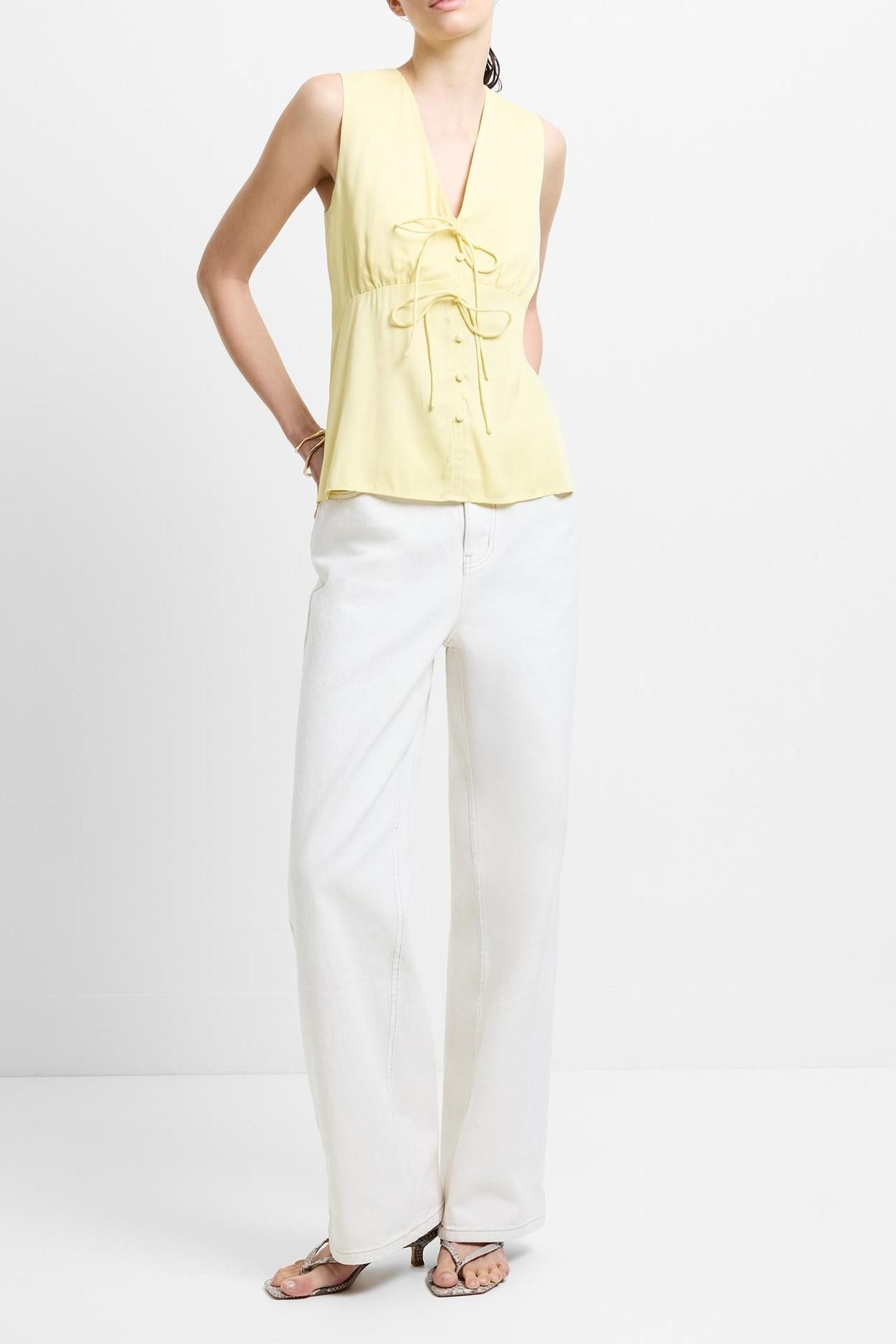 CANDICE SATIN BOW TIE UP TOP MELLOW YELLOW 5