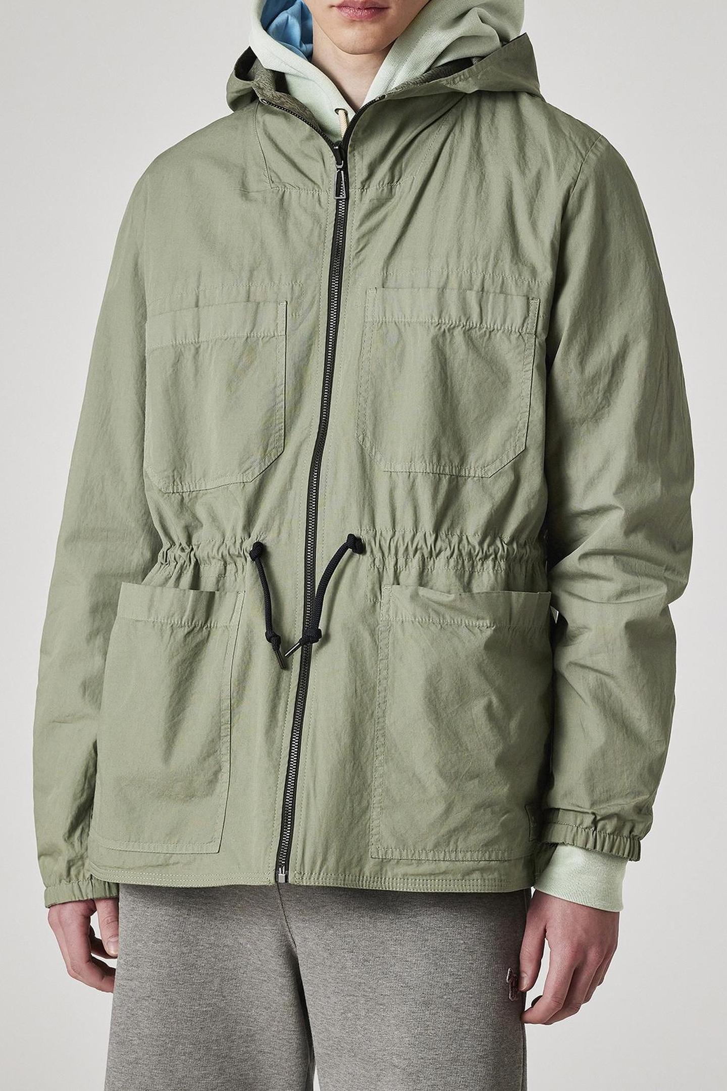 MENS REVERSIBLE HOODED JACKET LT GREYISH GREEN 2