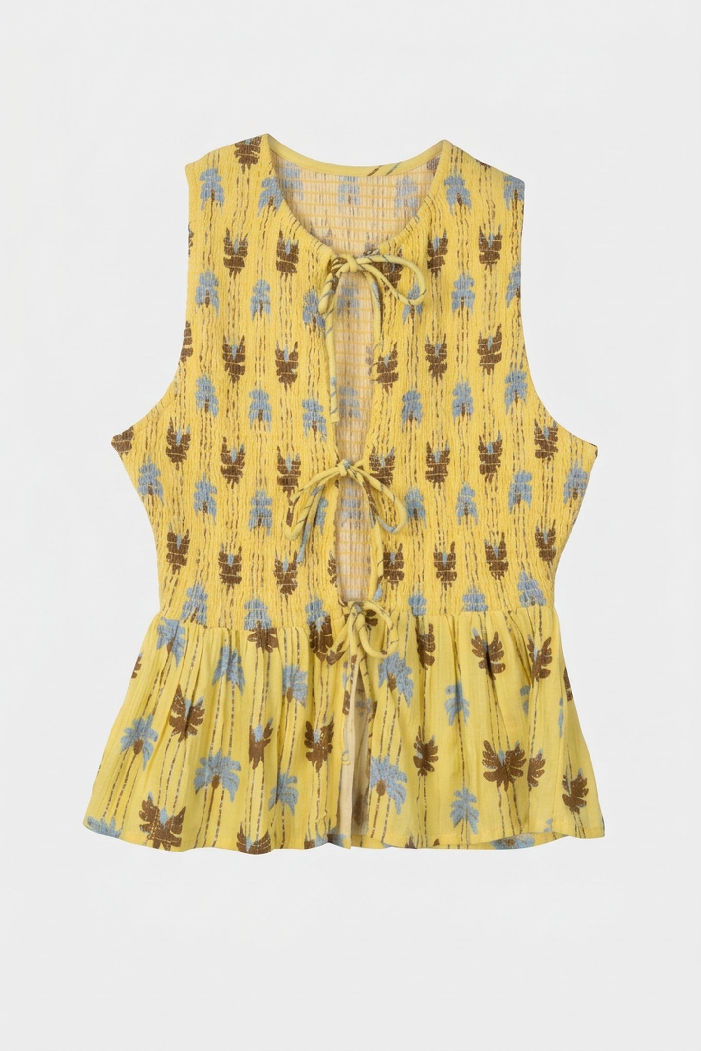 PALMERA TOP LIGHT YELLOW PALM PRINT 3