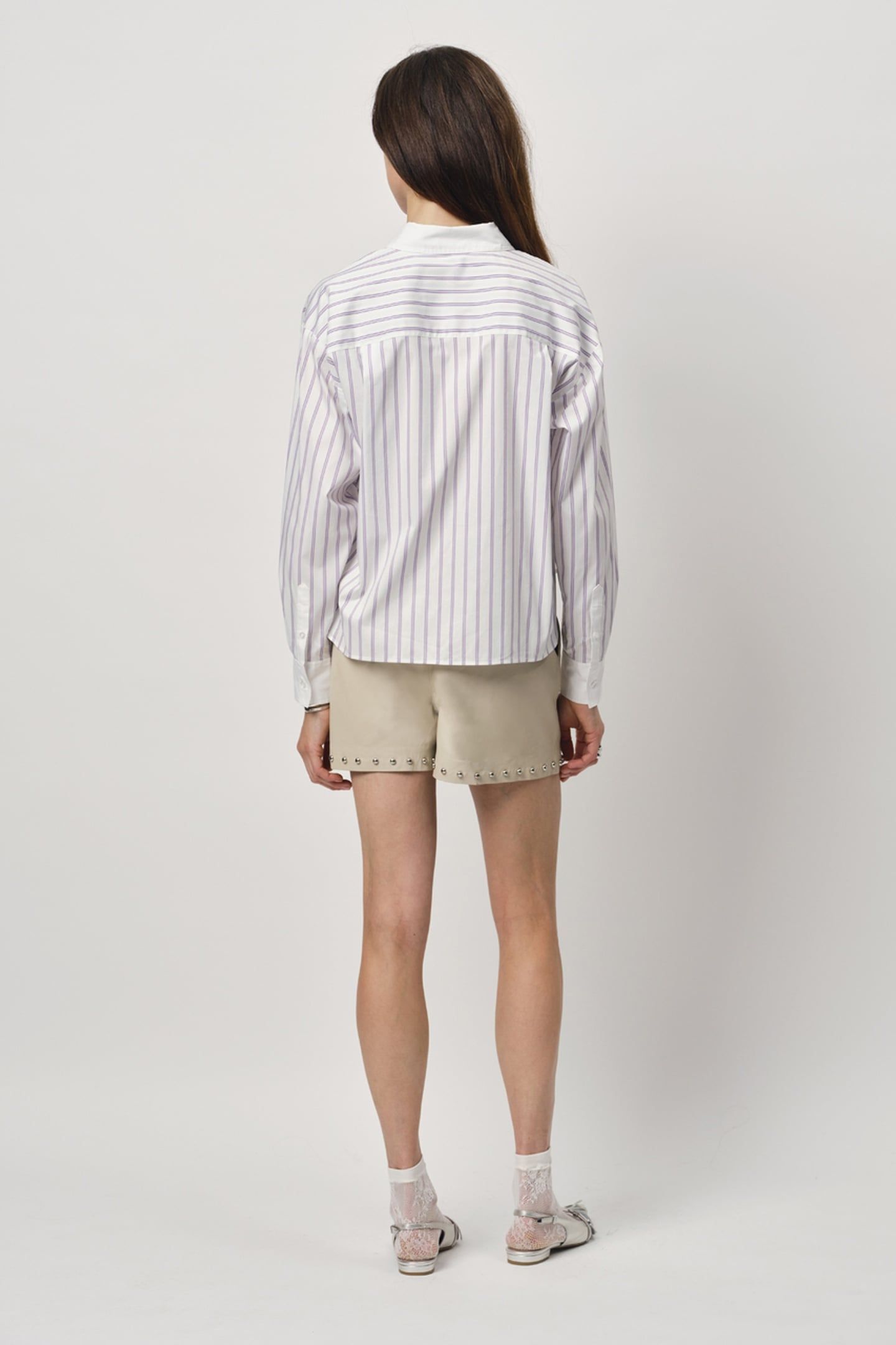 BARIQUE CROPPED STRIPE SHIRT ARCTIC LILAC 4