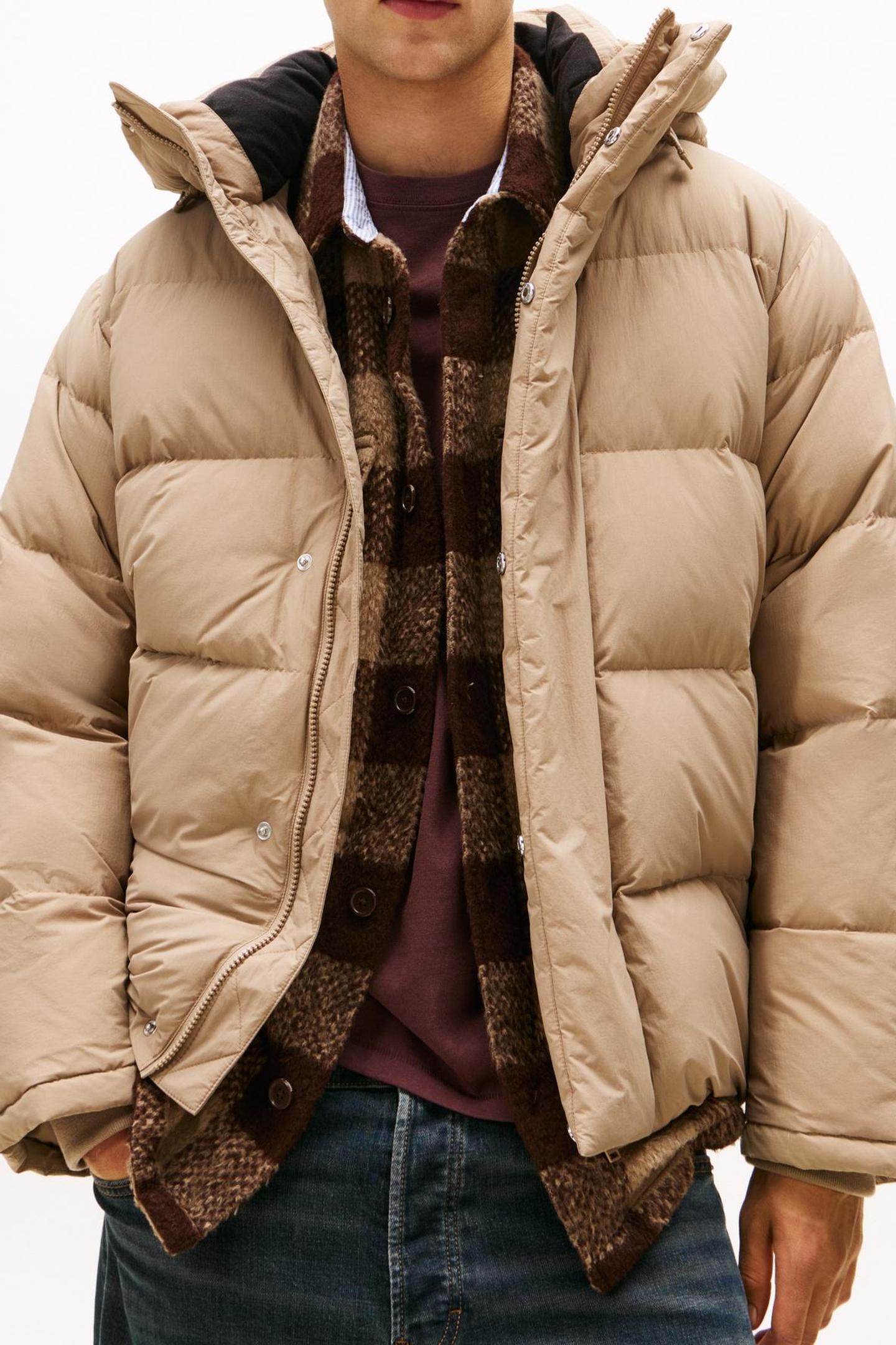 TJM HOODED DOWN PUFFER COASTAL TAUPE 1