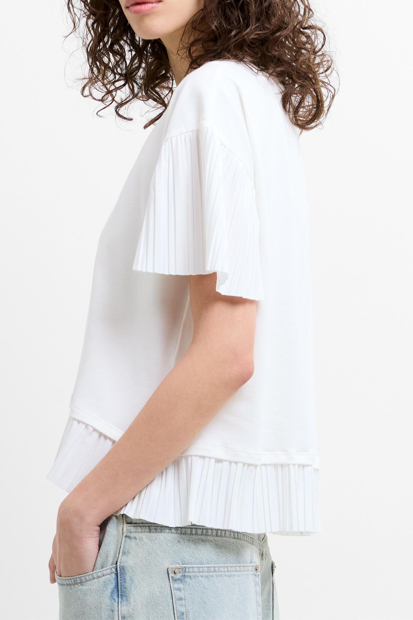 RALLIE PLISSE TRIM TEE SHIRT LINEN WHITE 5