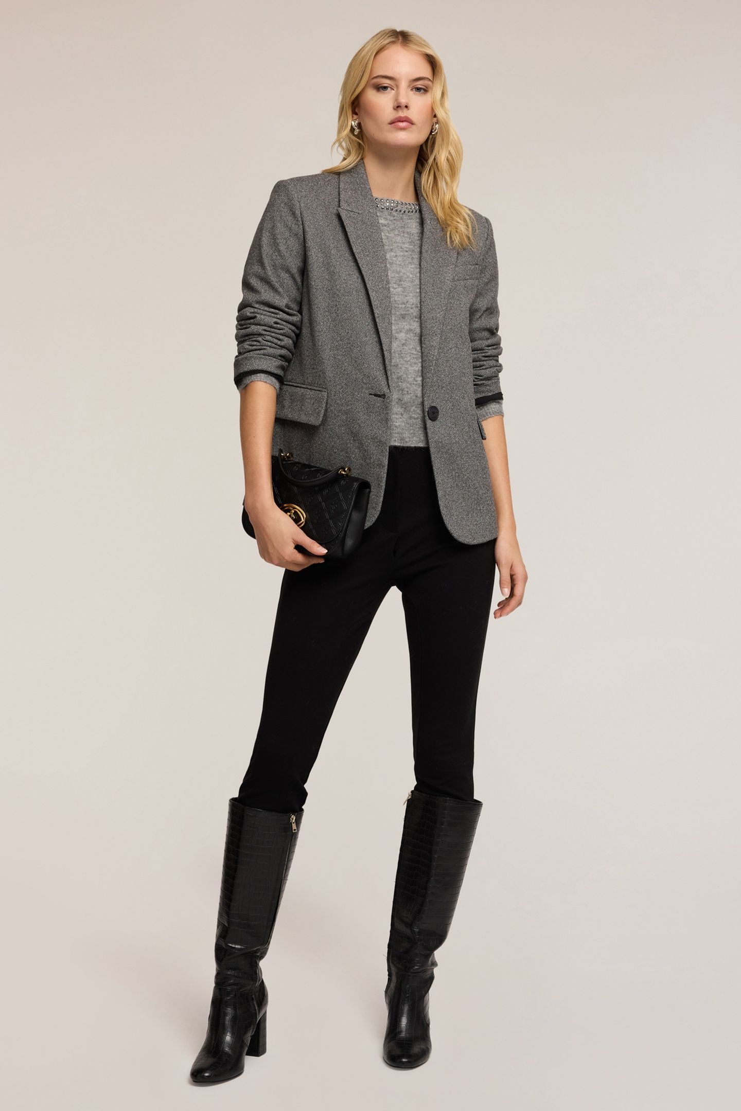 YARN-DYED STRUCTURED BLAZER GREY 2