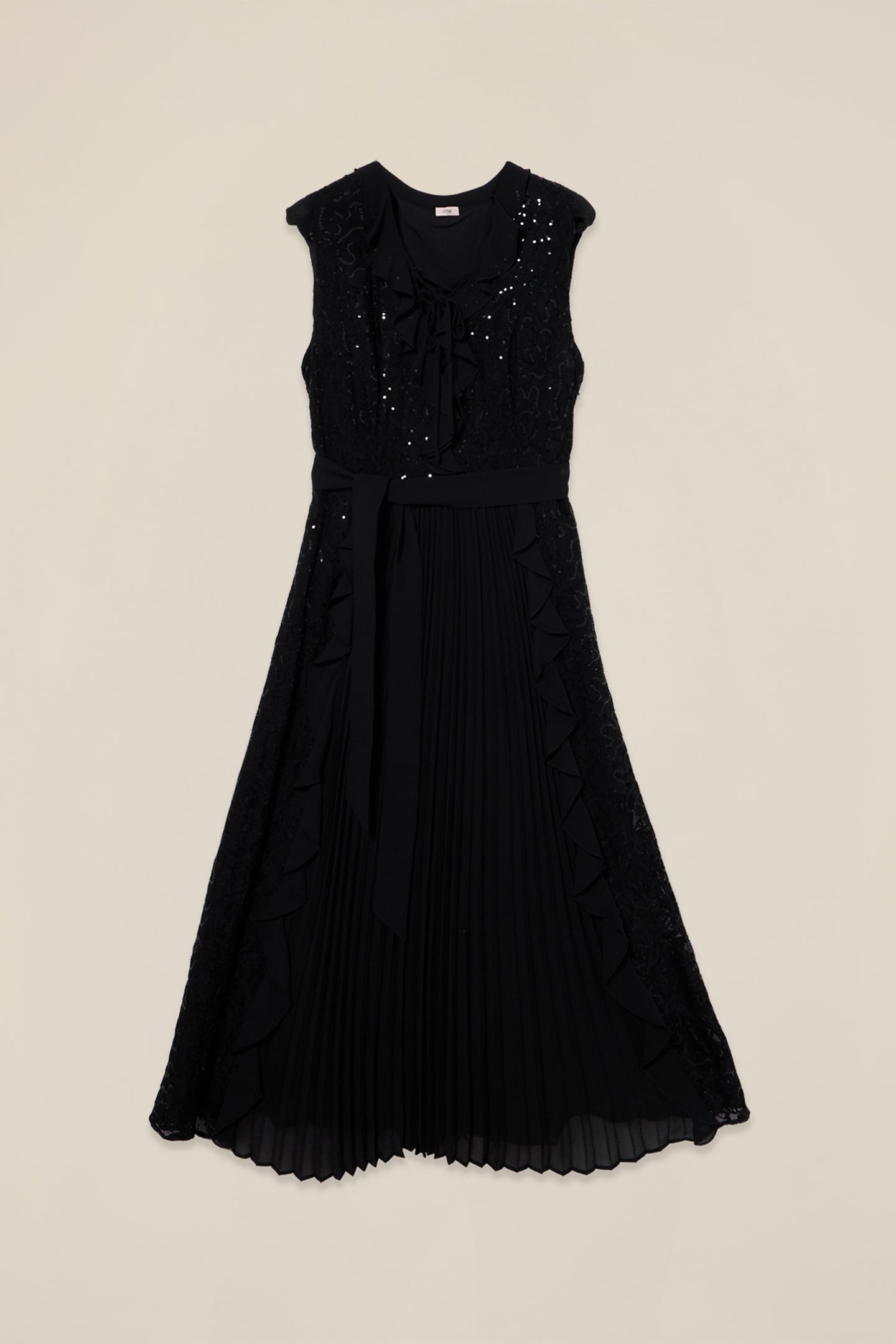 MIDI DRESS WITH RUFFLES AND SEQUINS BLACK 4