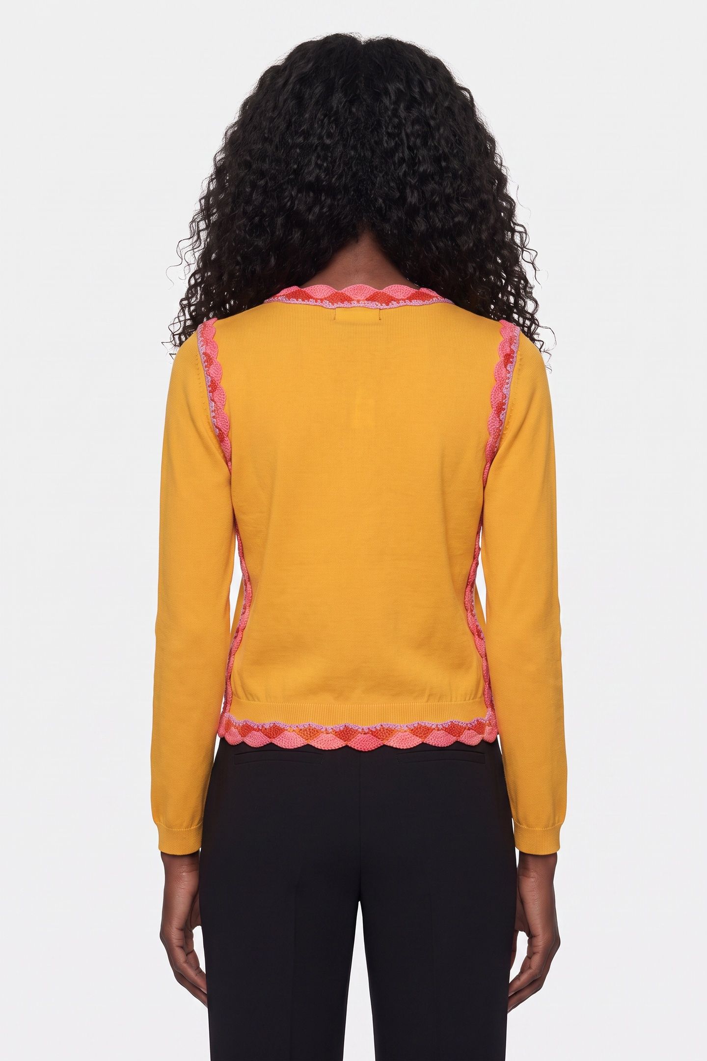 WOOL CARDIGAN CROCHET DETAILS YELLOW 2