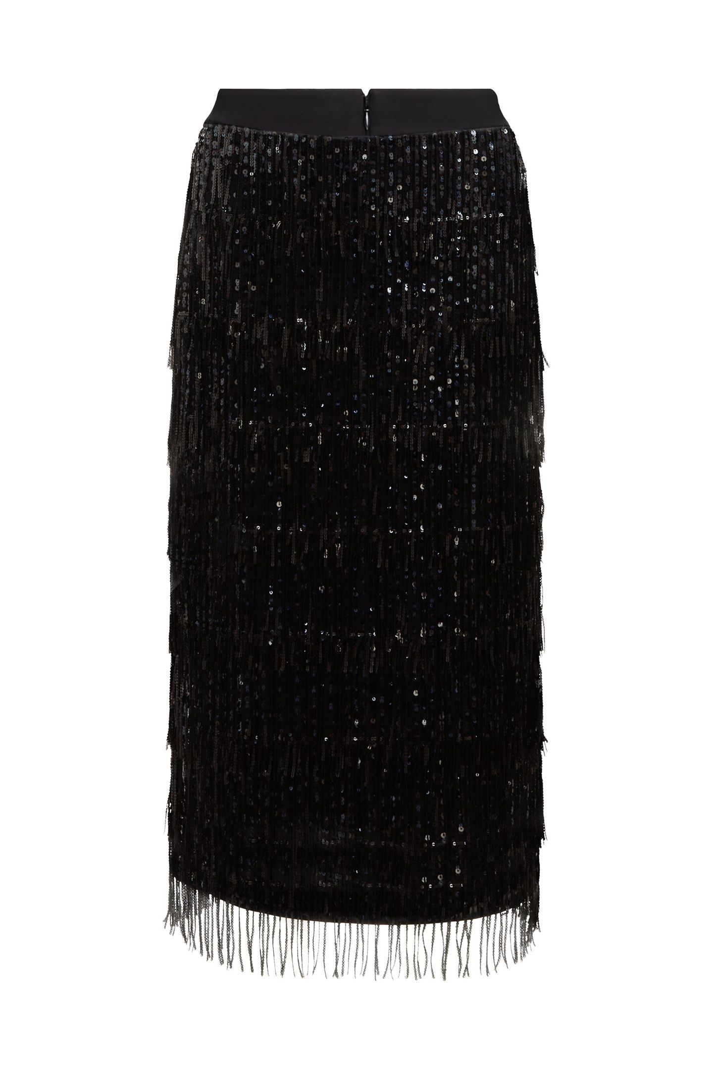 SEQUINS FRINGE SKIRT BLACK 5