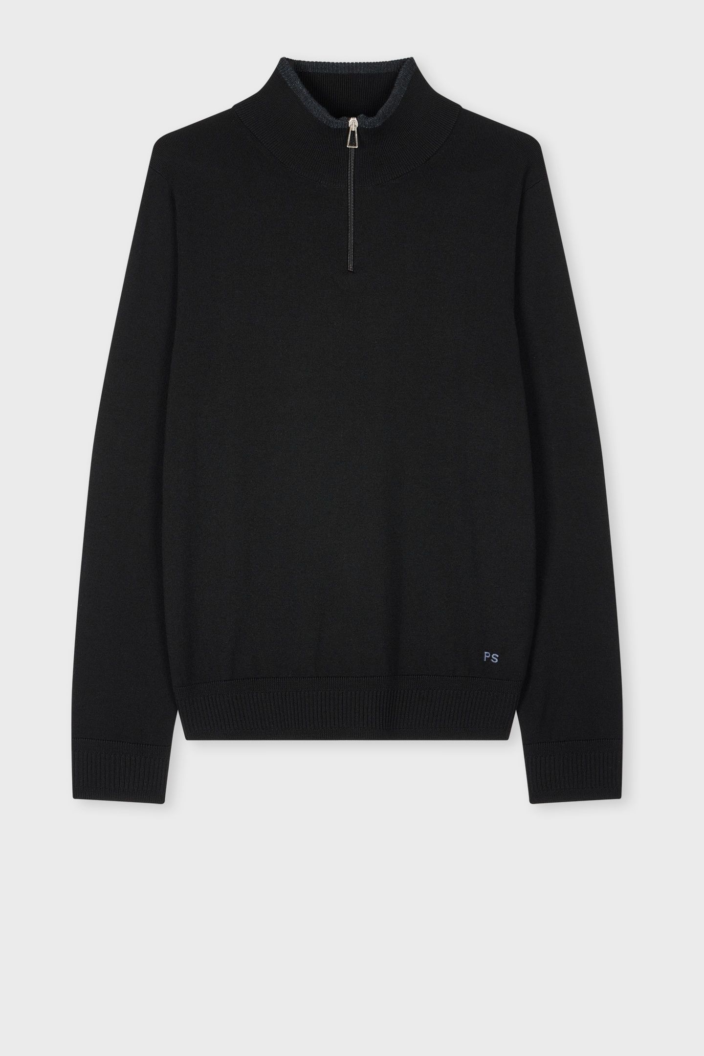 MENS SWEATER ZIP NECK BLACK 4