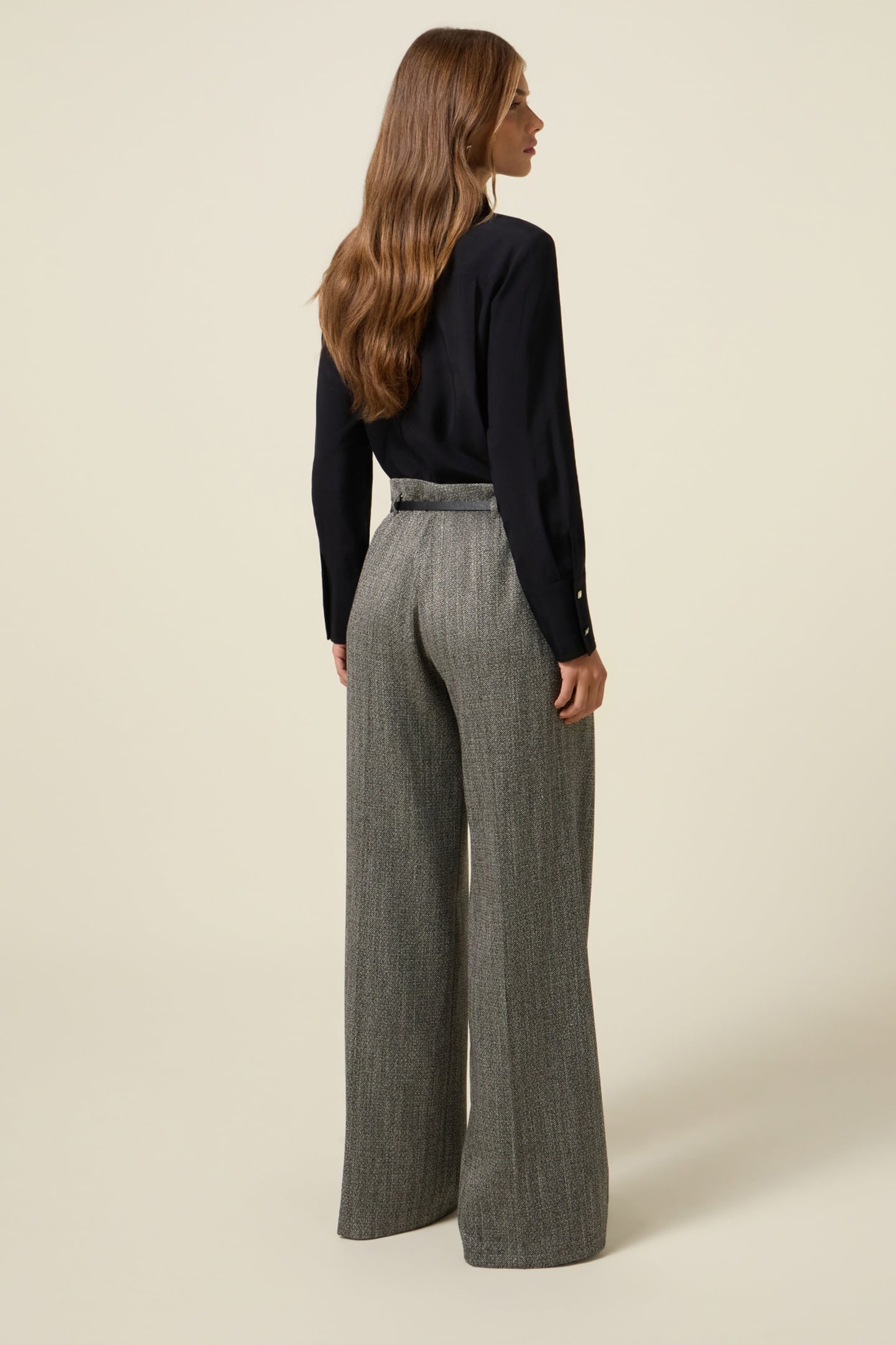 PINSTRIPED FLANNEL PALAZZO PANTS GREY 3