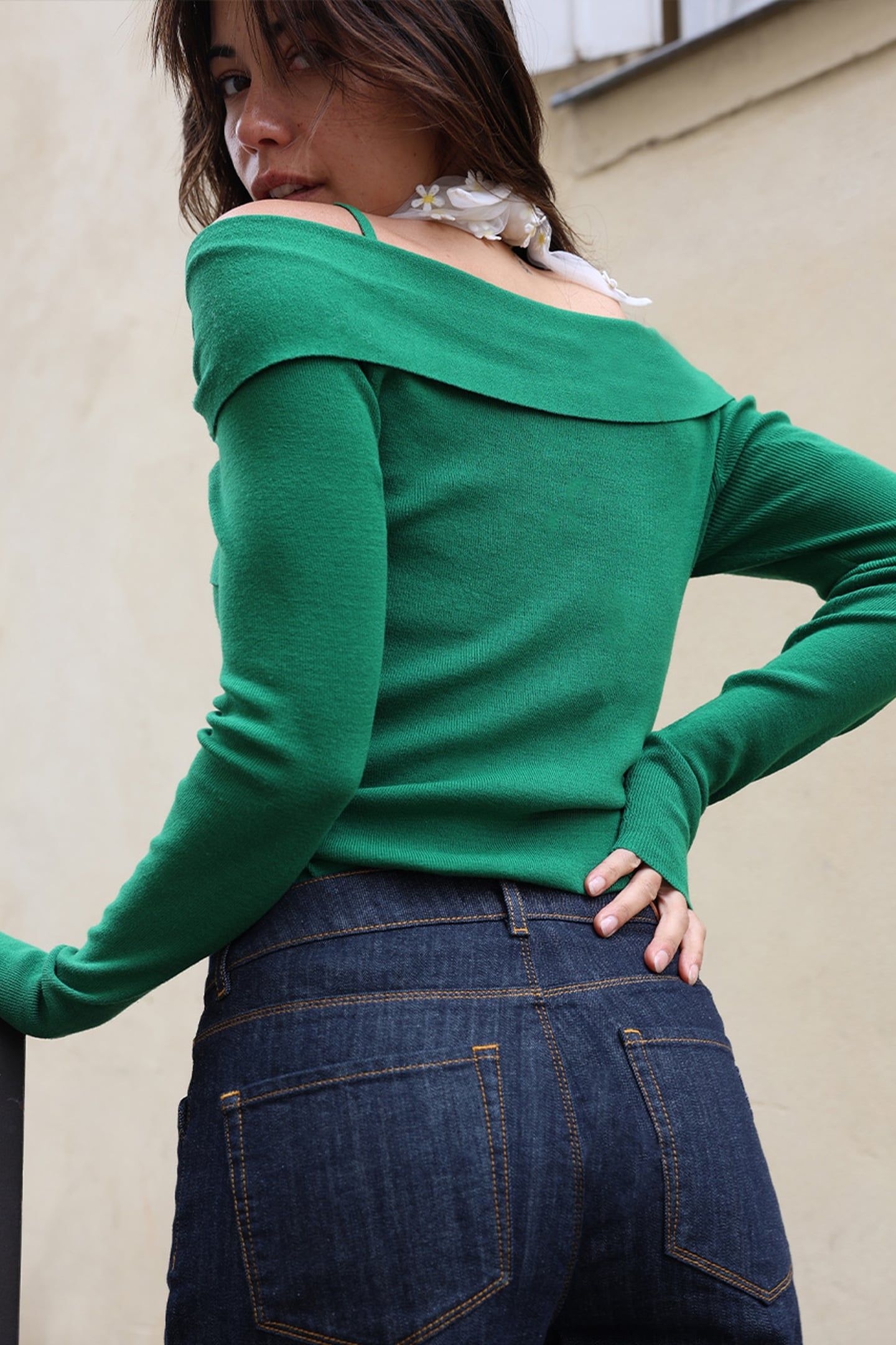 WAVE ASYMMETRIC KNITTED SWEATER RADIANT GREEN 7