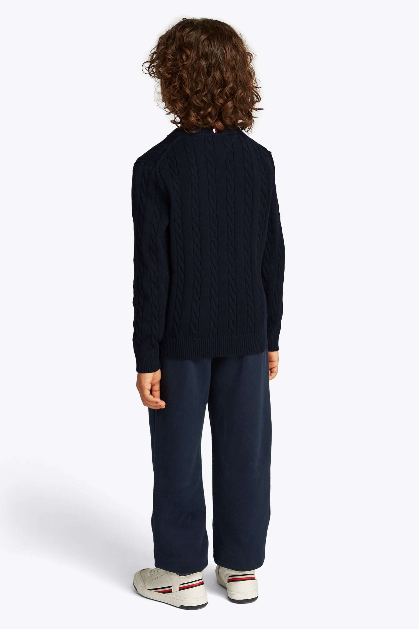 BOYS CREW NECK COTTON CABLE DARK NIGHT NAVY 2