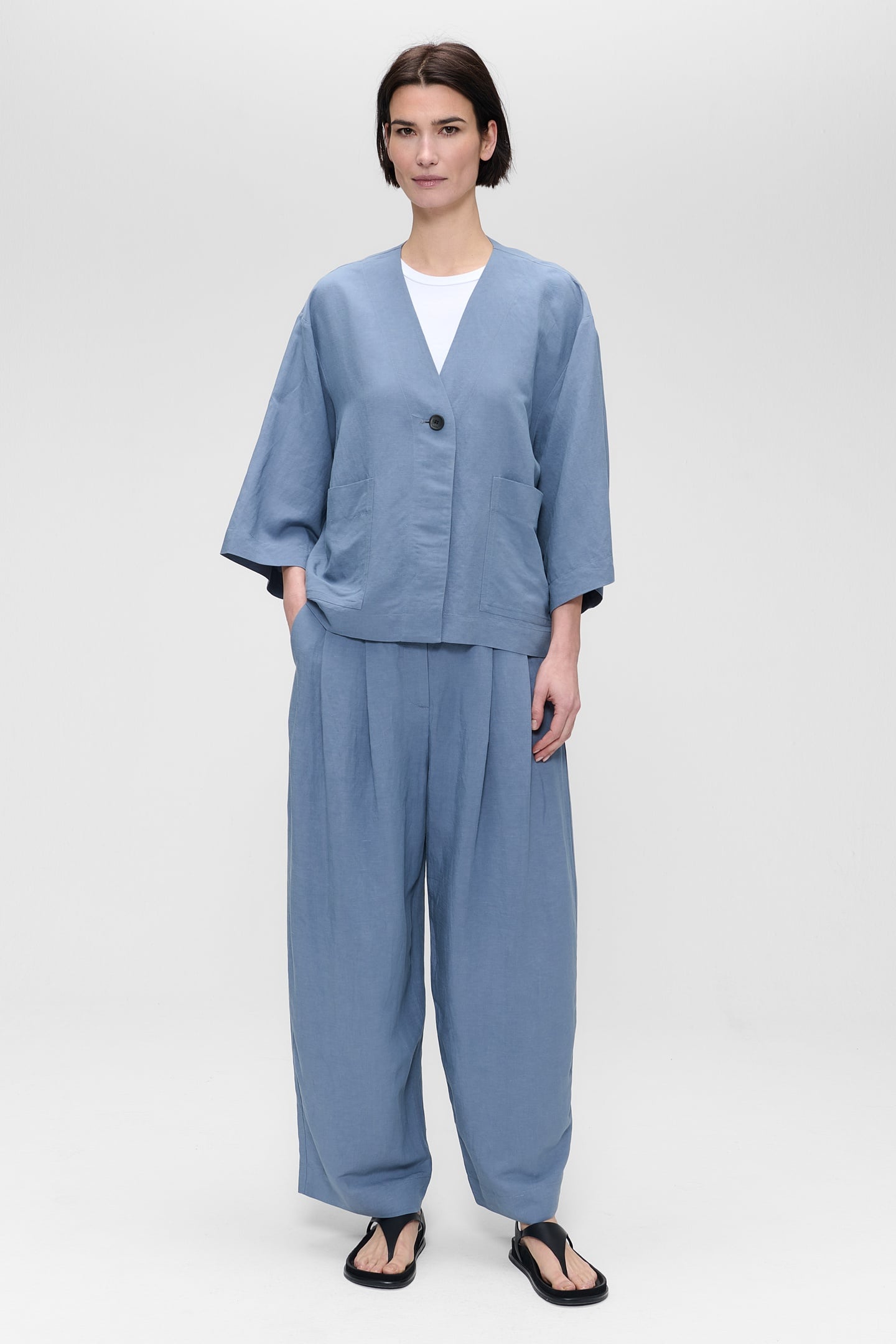 FINE LINEN VISC SHIRT JACKET EVEREST BLUE 1