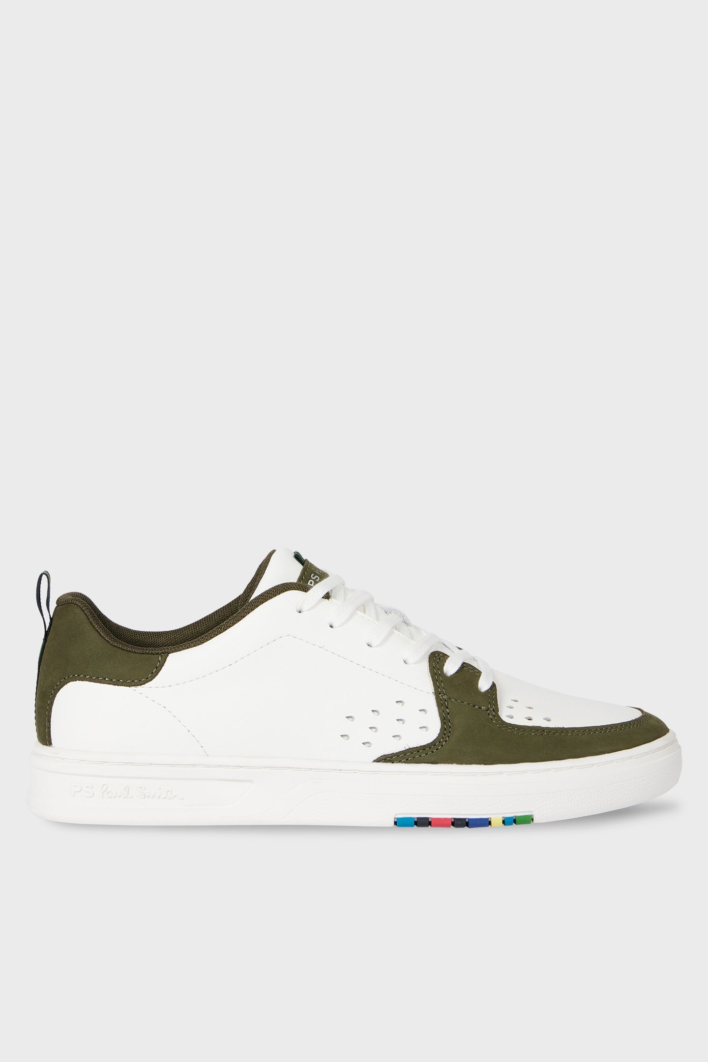 MENS SHOE COSMO WHITE KHAKI BACK PANEL WHITE 1