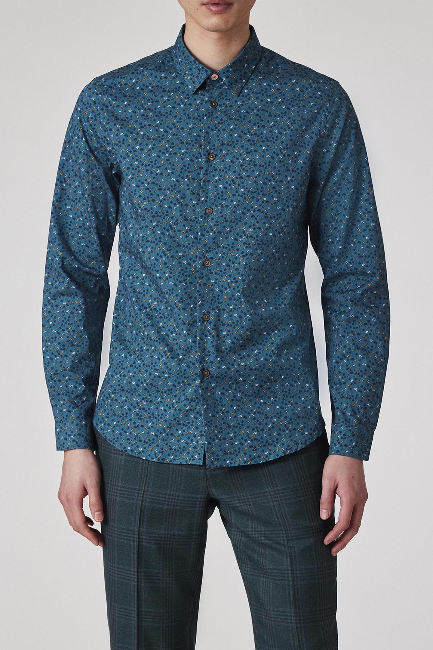 MENS LS SLIM FIT SHIRT COBALT BLUE 1