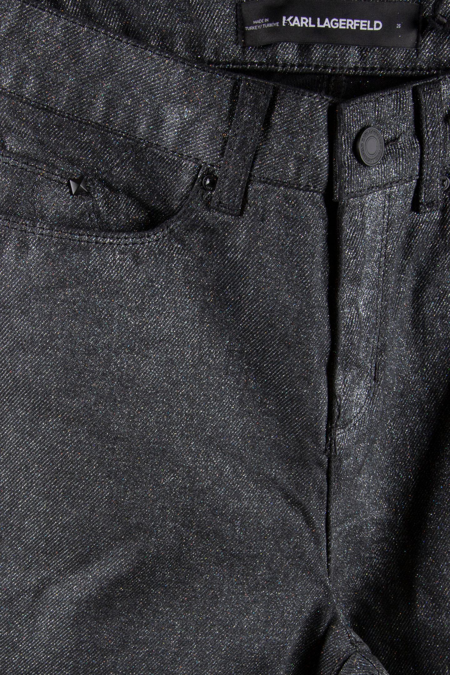 STRAIGHT GLITTER COATED DENIM GUNMETAL DENIM 4