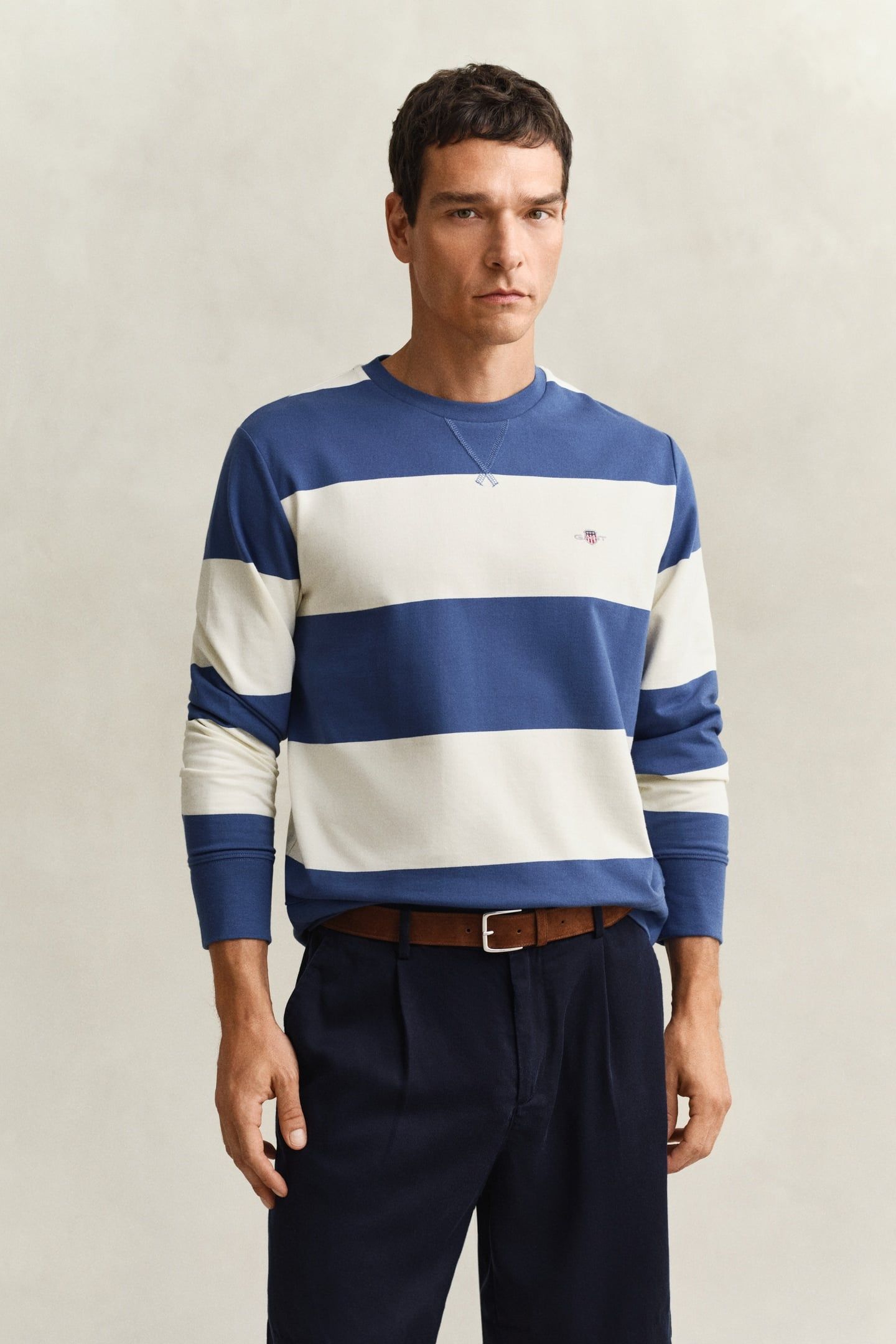 STRIPED C-NECK VINTAGE BLUE 1