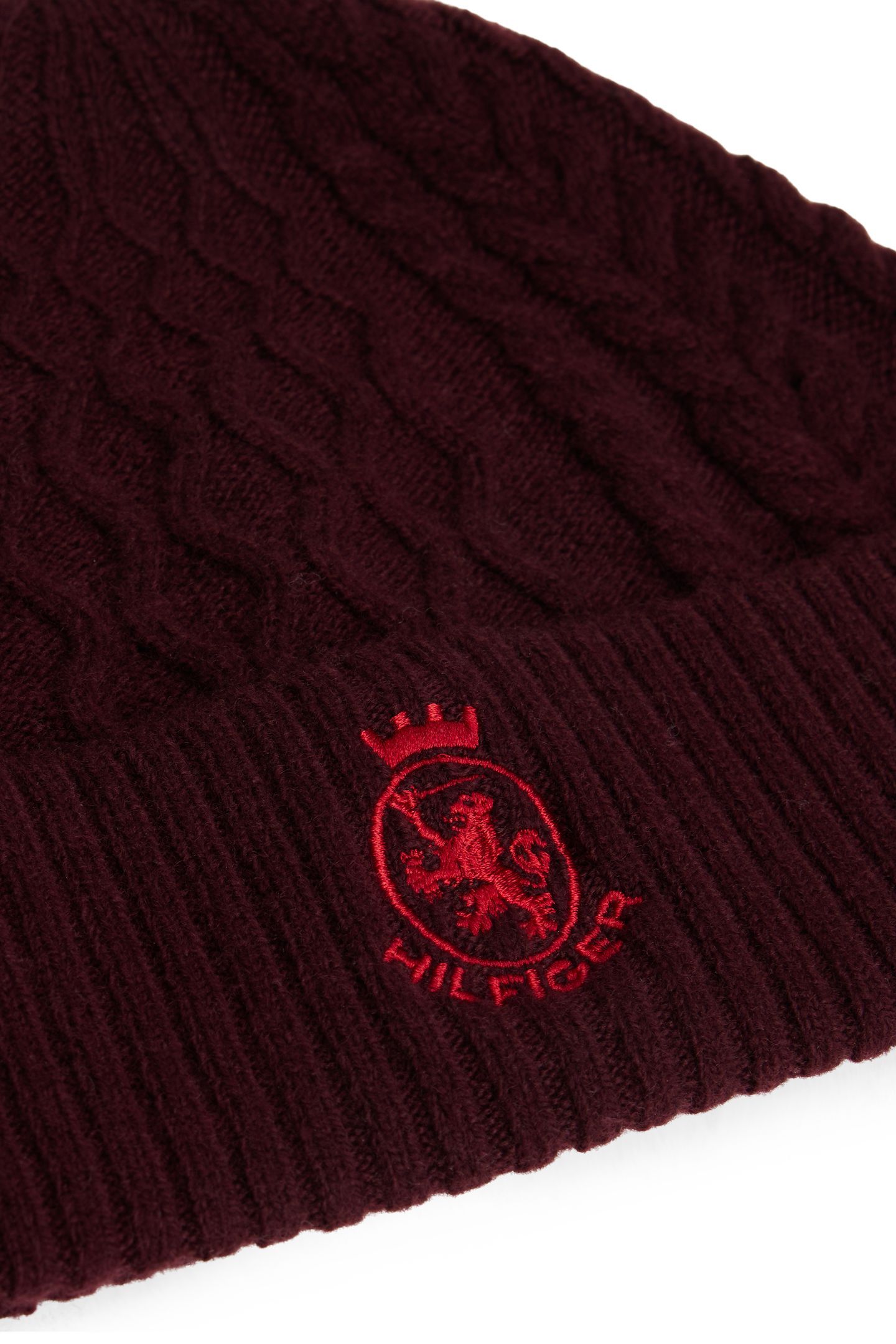 TH CREST KNIT BEANIE DEEP BURGUNDY/BLUE 3