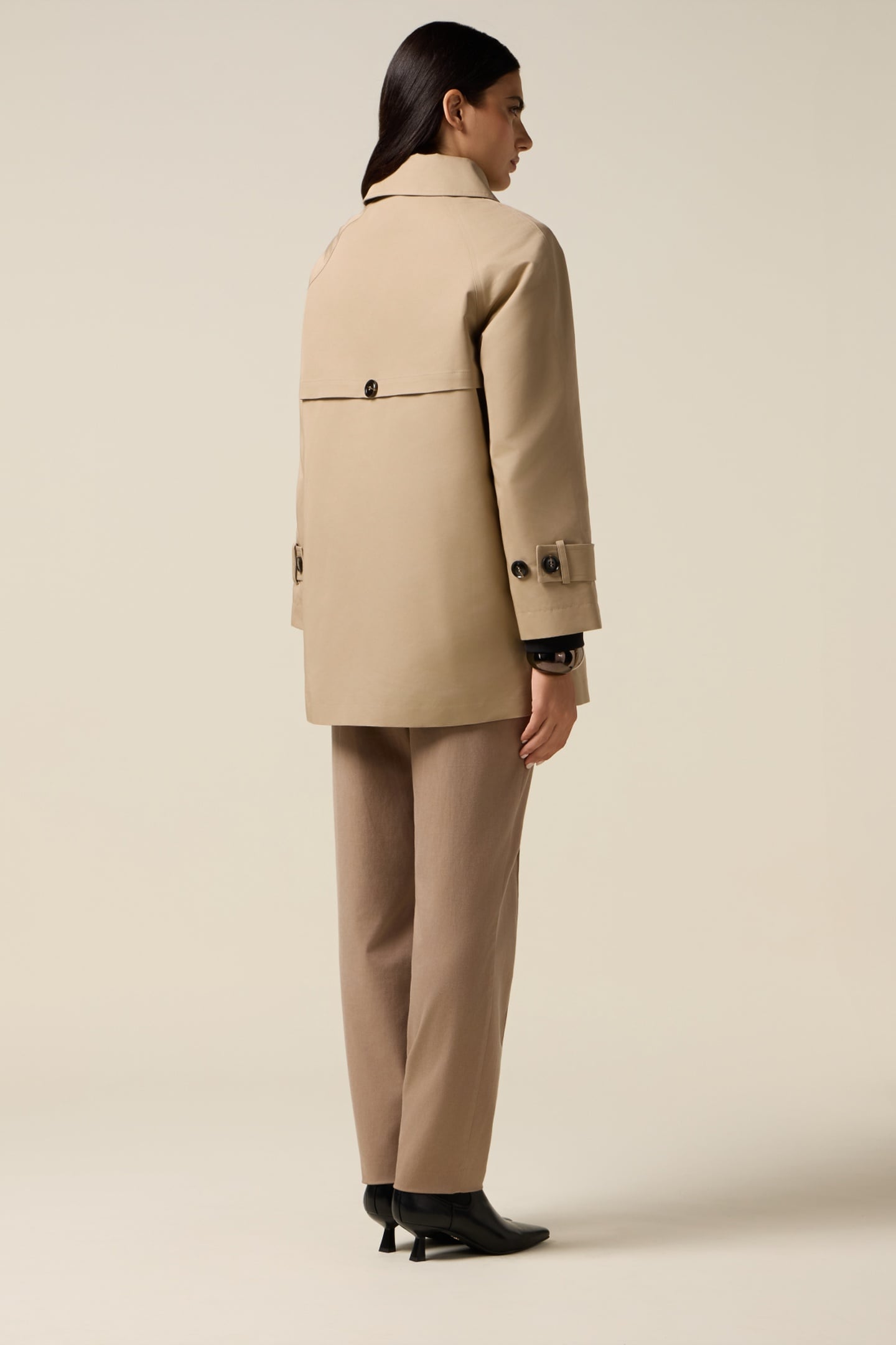 DOUBLE-BREASTED MIDI TRENCH COAT IN COTTON BLEND BEIGE 3