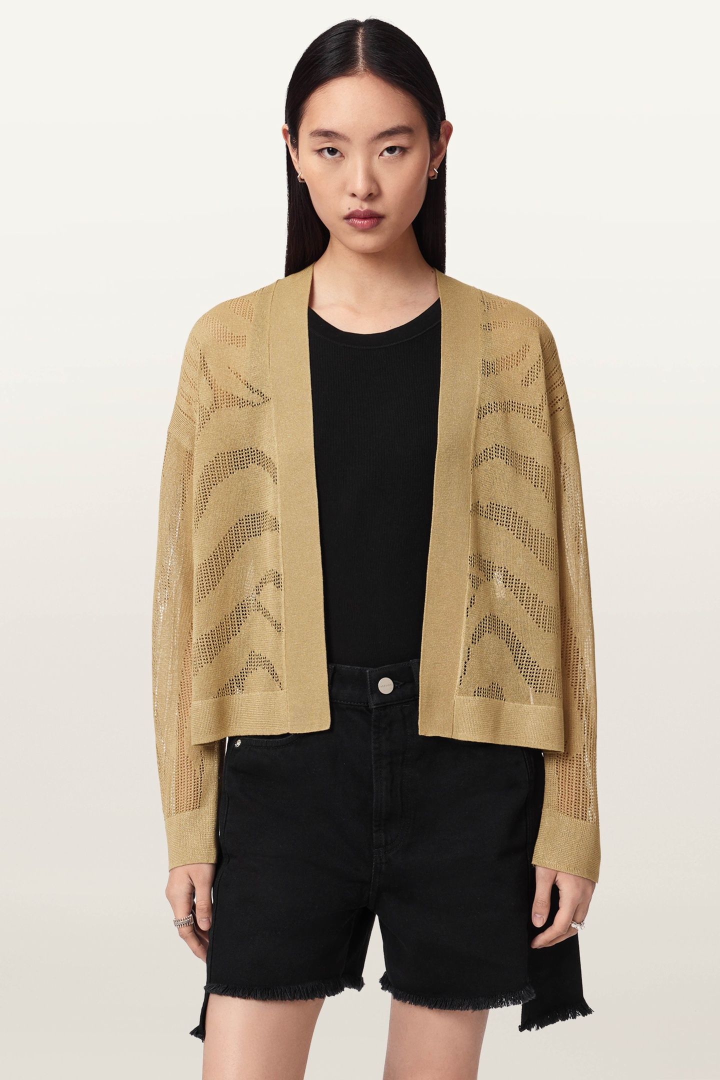 MISHA CROP CARDIGAN SAND GOLD 2