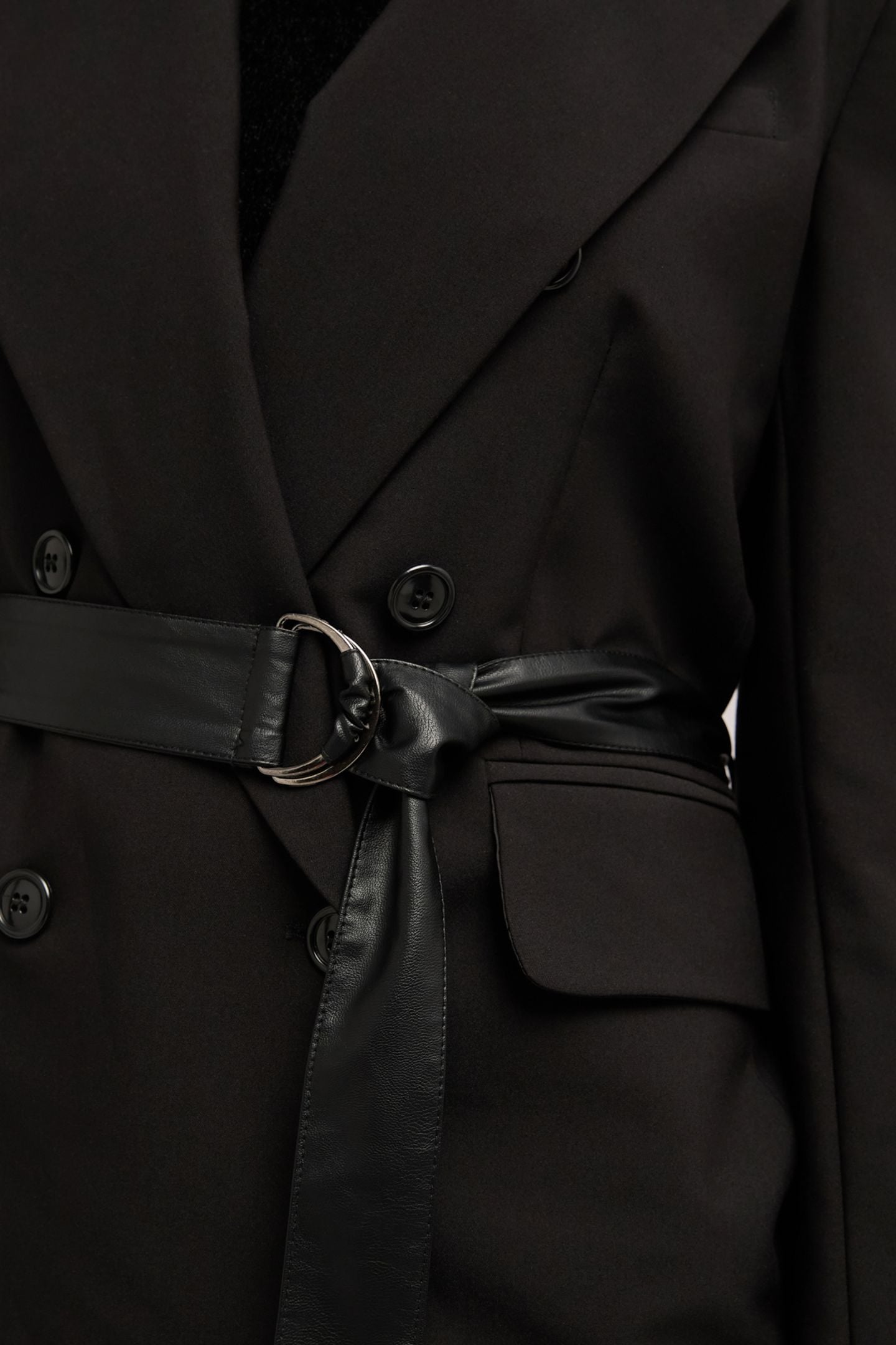 DOUBLE-BREASTED BLAZER WITH BELT BLACK 5