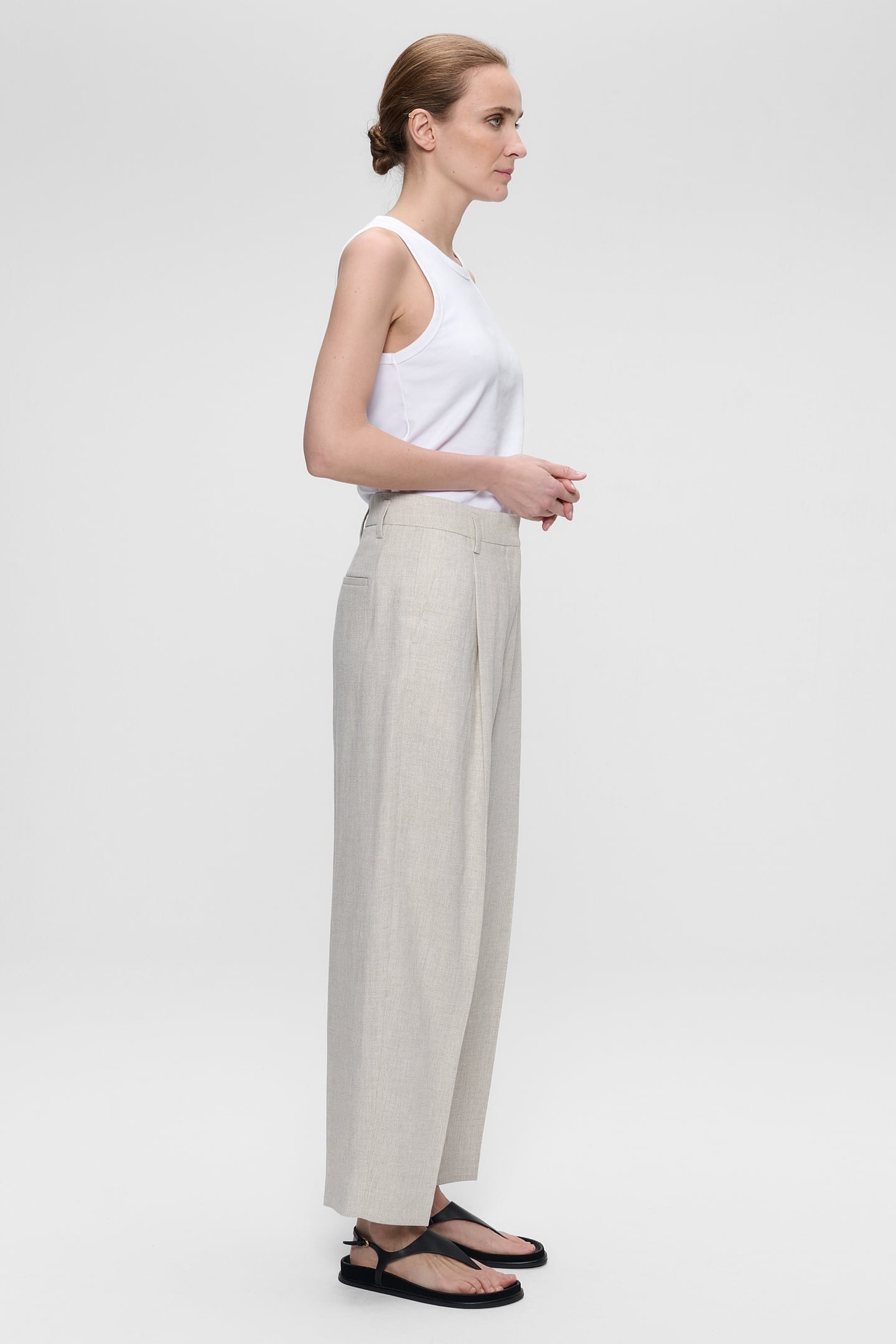 LINEN MELANGE DAVIS PANTS CHALK 3
