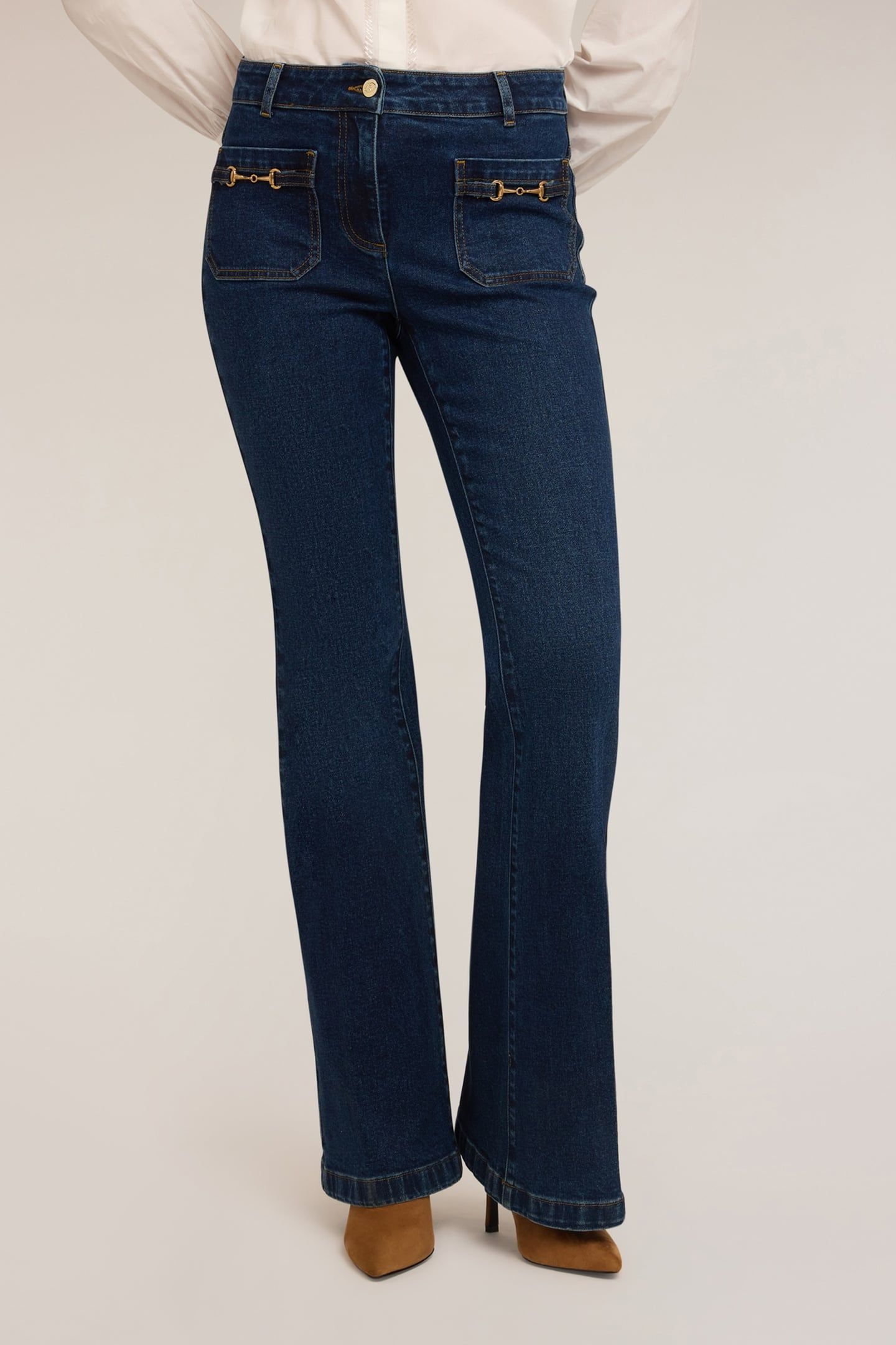 FLARE JEANS WITH METAL TOGGLES BLUE 2