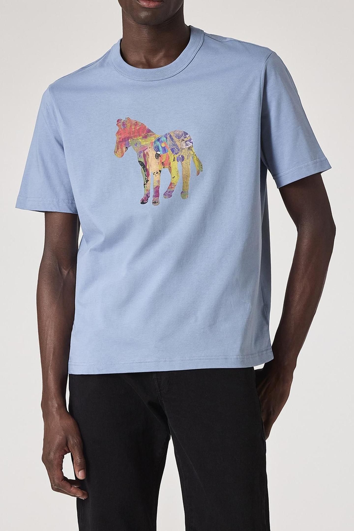 MENS REG FIT SS T SHIRT ZEBRA CRAFT LIGHT BLUE 1