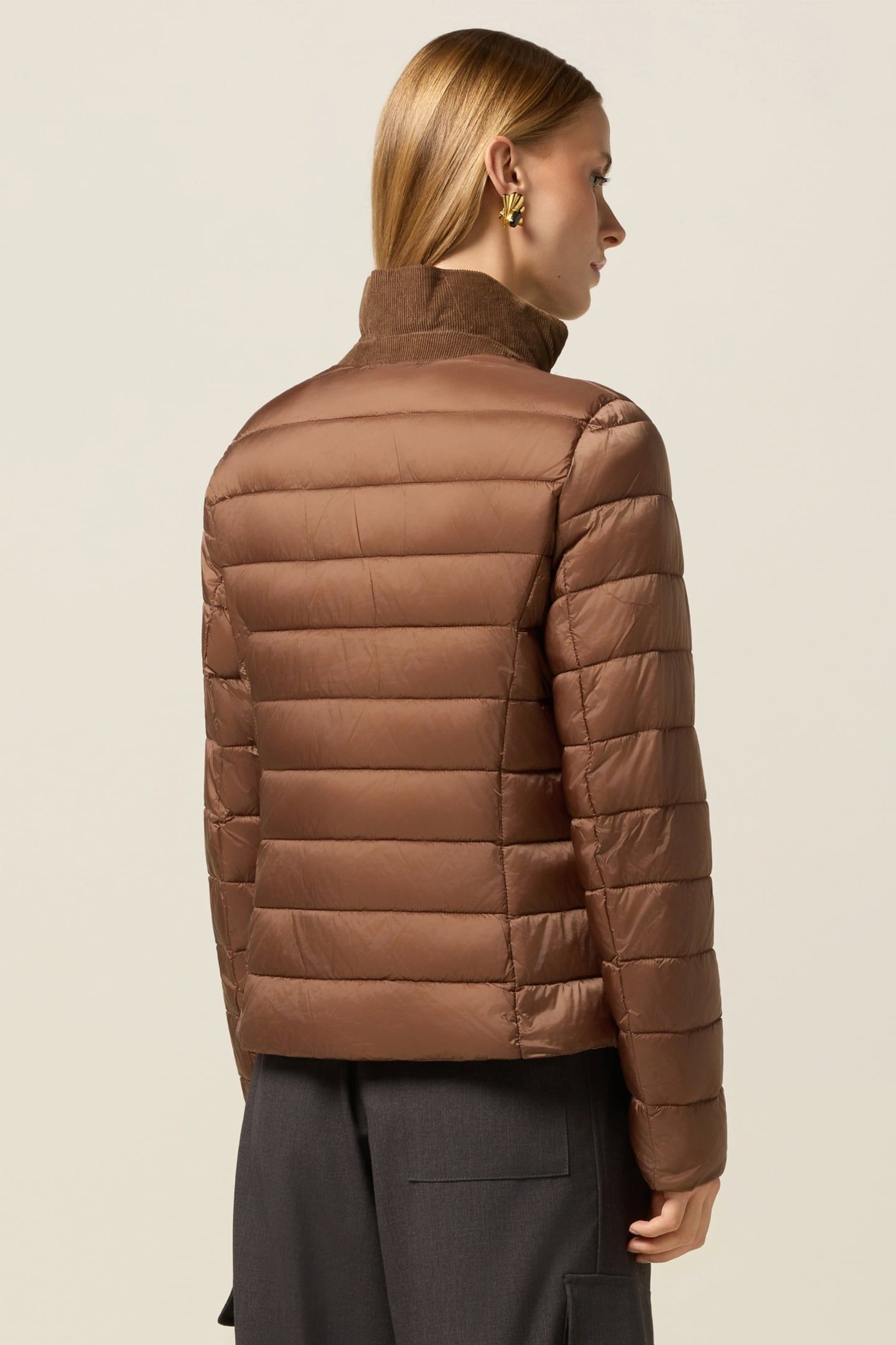 LIGHTWEIGHT QUILTED DOWN JACKET BROWN 2
