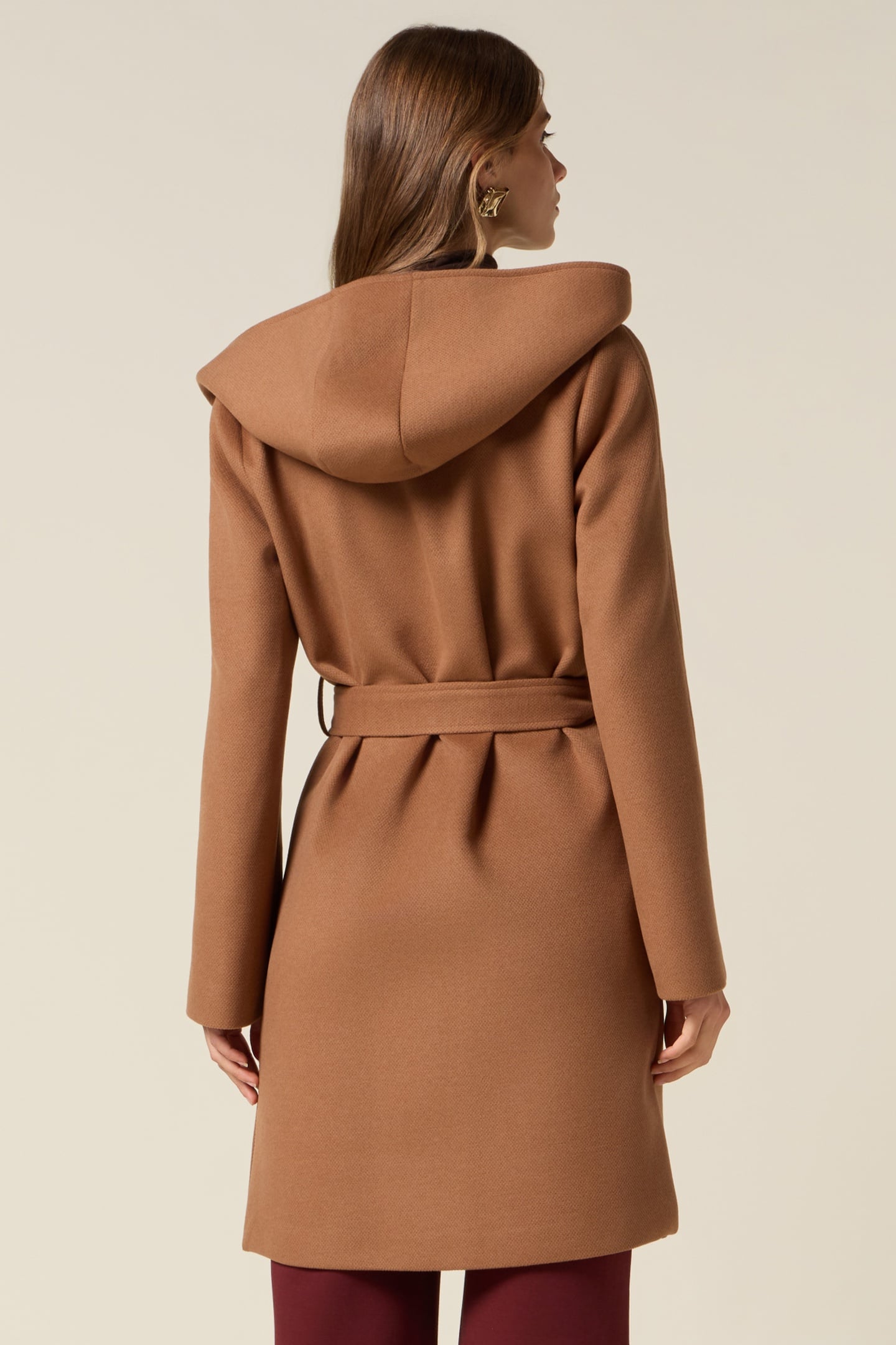 HOODED COAT WITH BELT BROWN 3