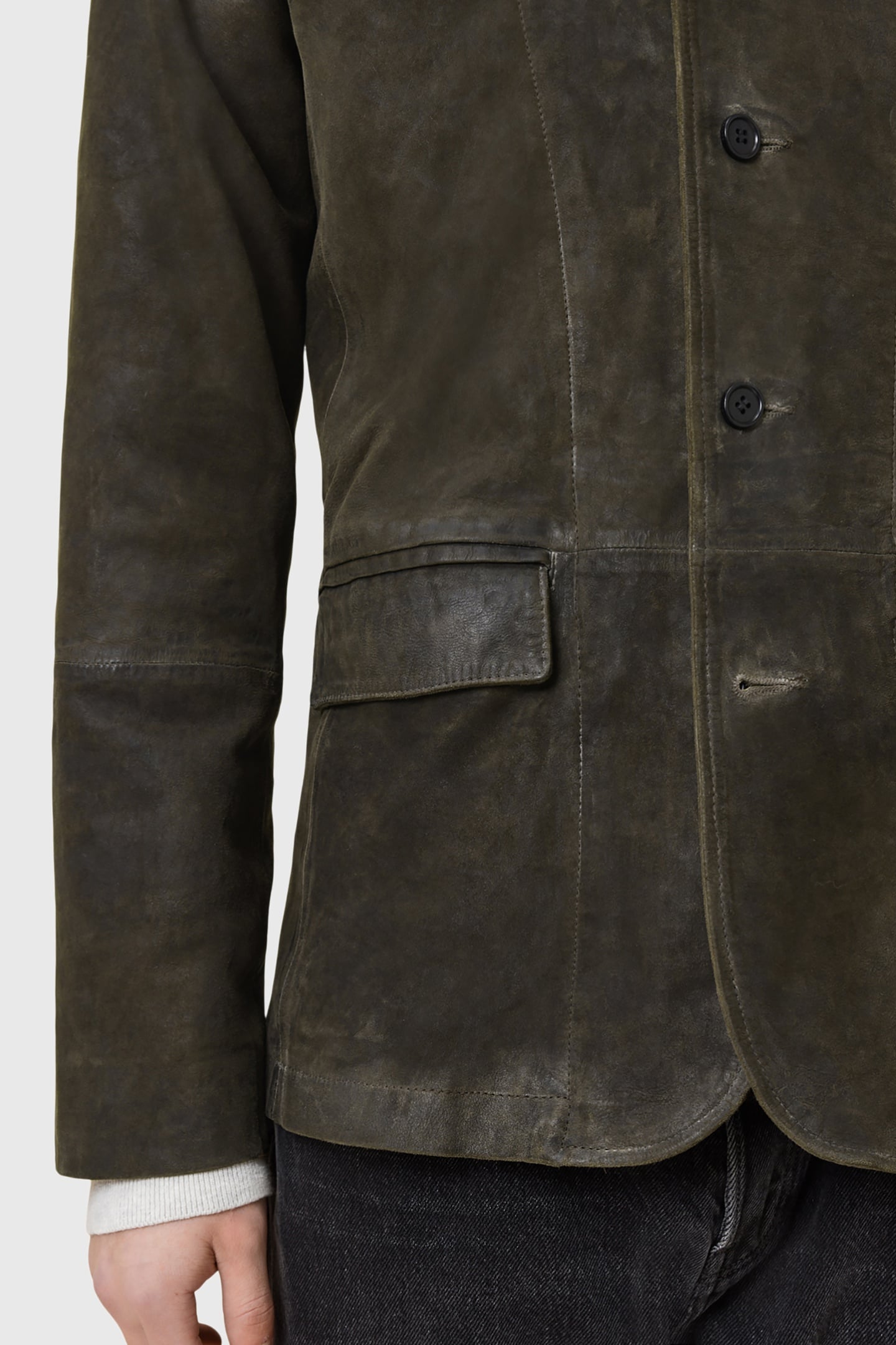SURVEY LTHR BLAZER DARK OLIVE 9