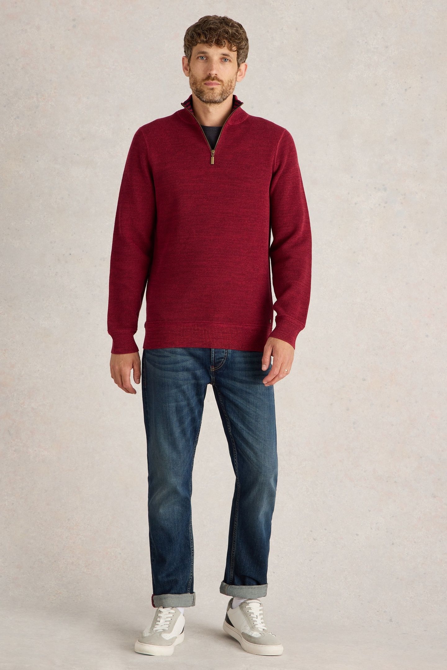 ATTADALE FUNNEL NECK JUMPER DEEP RED 1