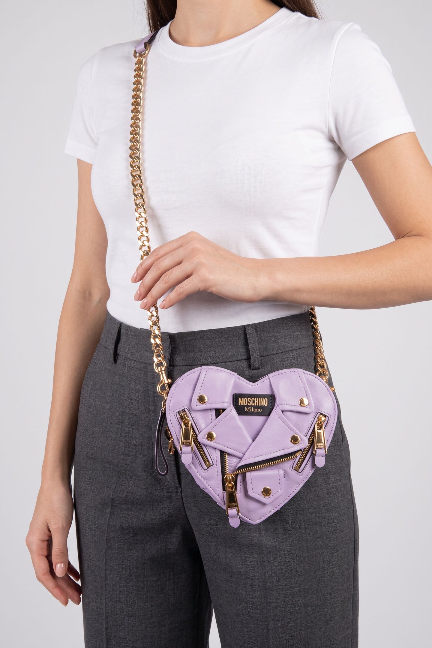HEART BIKER BAG IN NAPPA LEATHER PURPLE 3