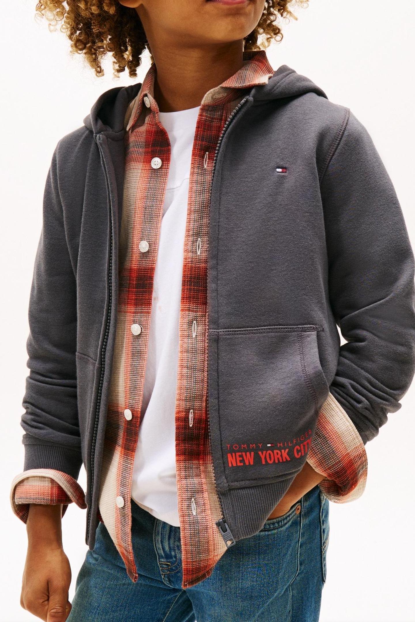 BOYS NYC PRINT ZIPTHROUGH WASHED BLACK 1