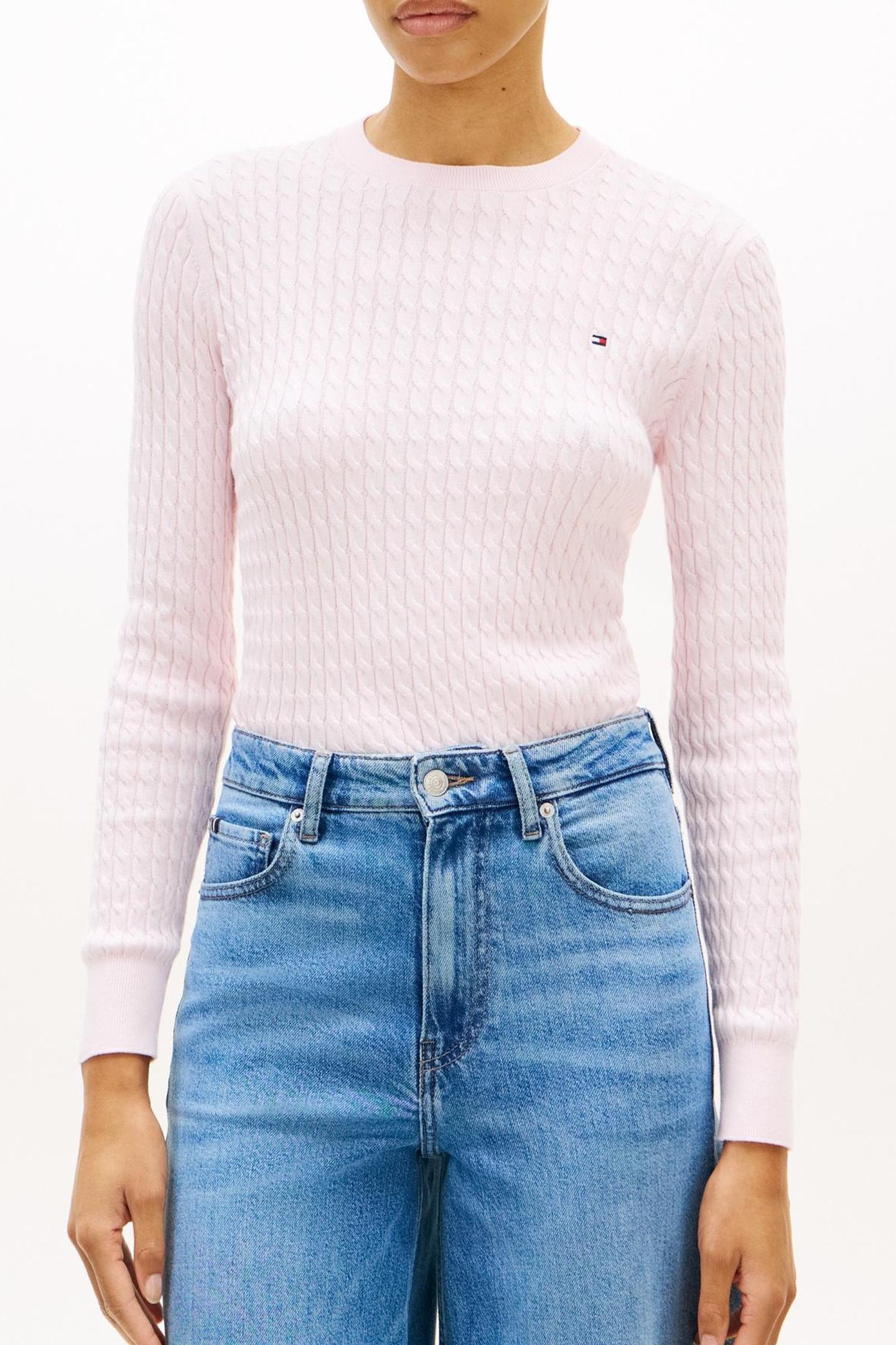 COTTON MINI CABLE SWEATER LIGHT PINK 1