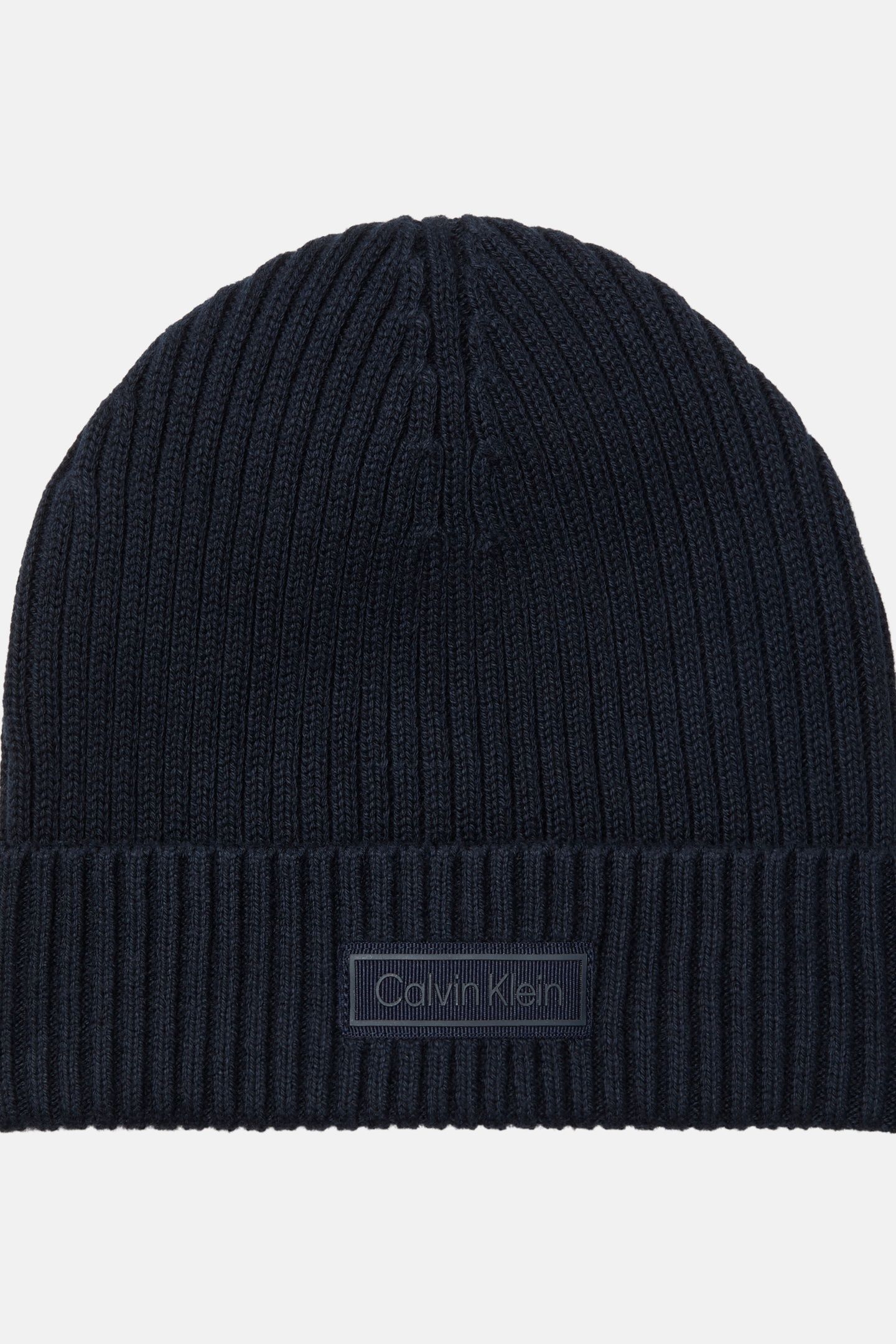PATCH CHUNKY RIB COTTON BEANIE DARK SAPPHIRE 1