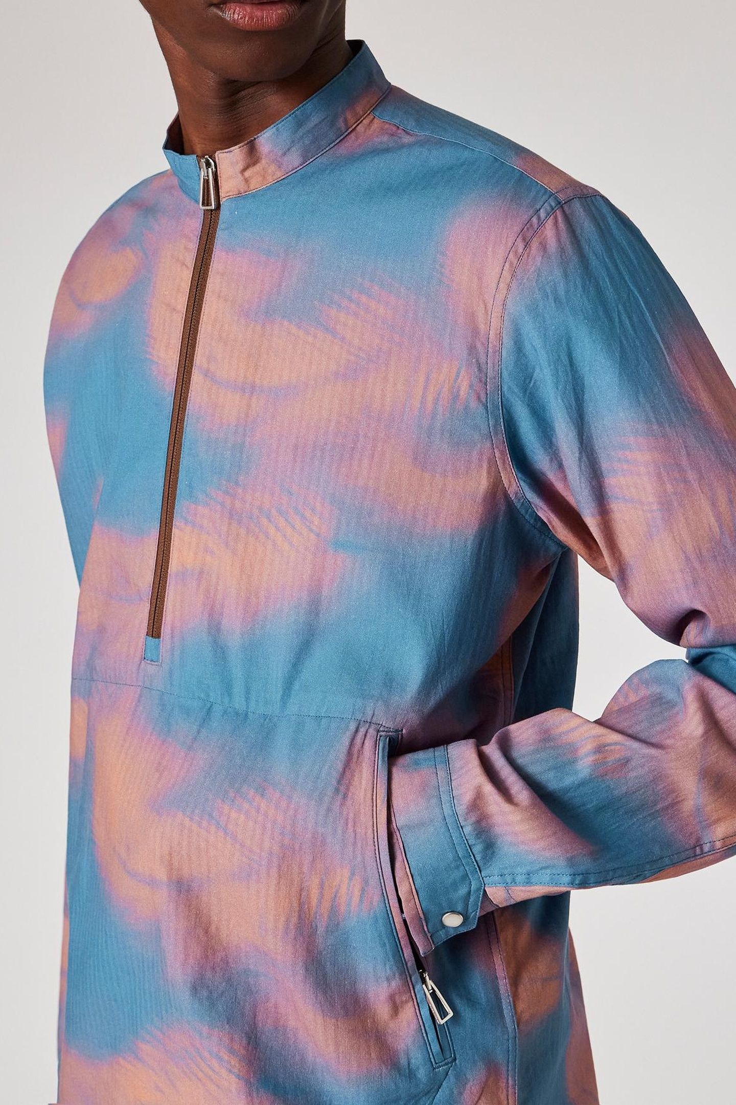 MENS LS CASUAL FIT 1/4 ZIP SHIRT PETROL BLUE 7
