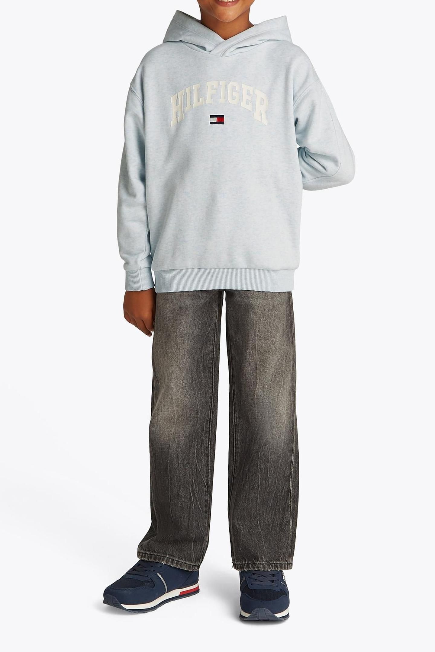 BOYS HILFIGER VARSITY HOODIE BREEZY BLUE HEATHER 1