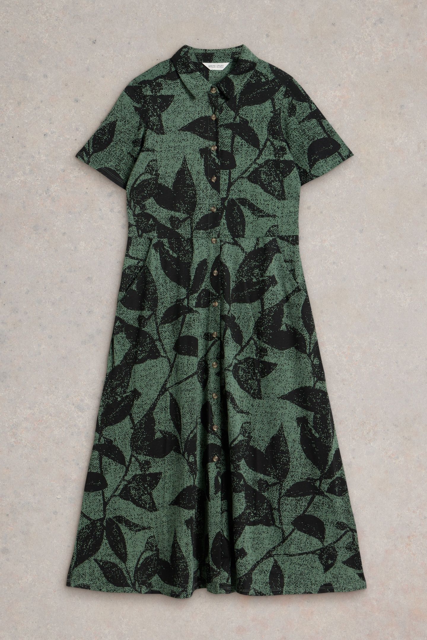 RUA JERSEY SHIRT DRESS GREEN PRINT 4