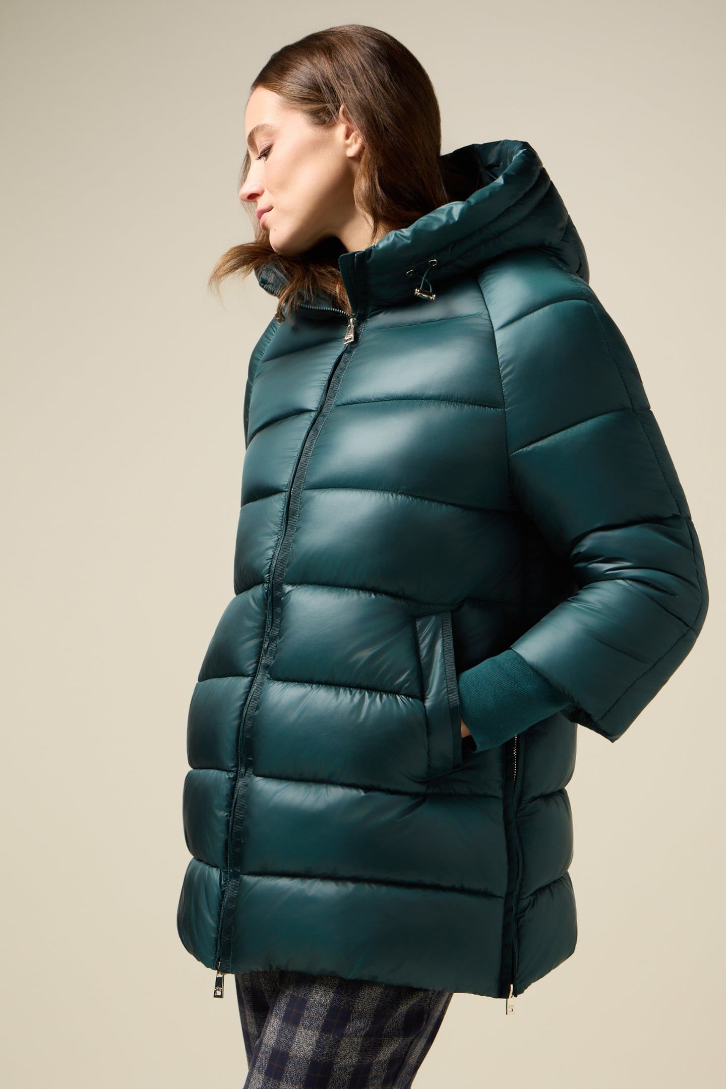 MIDI DOWN JACKET WITH HOOD GREEN 3