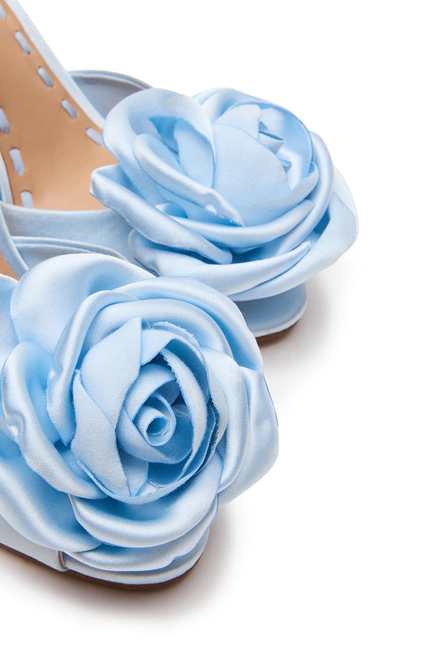 PRIYA-FLWR MULES BLUE SATIN 5