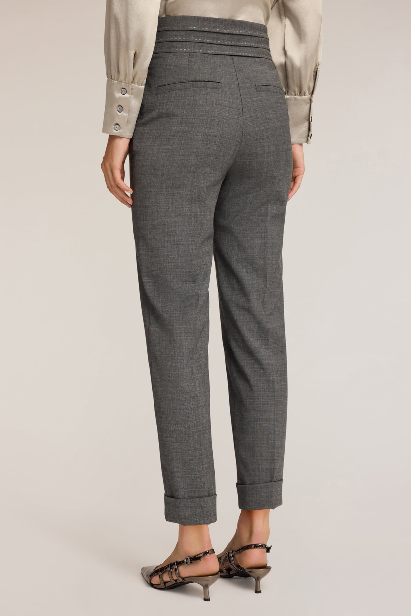 CIGARETTE PANTS WITH TOPSTITCHING GREY 3