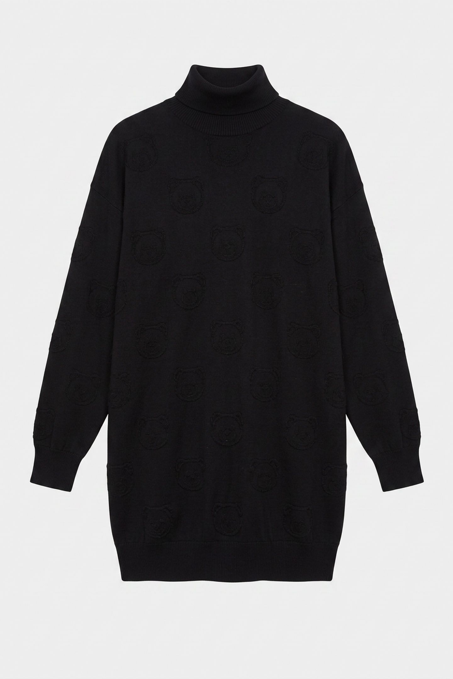 ALLOVER TEDDY BEAR WOOL DRESS BLACK 3