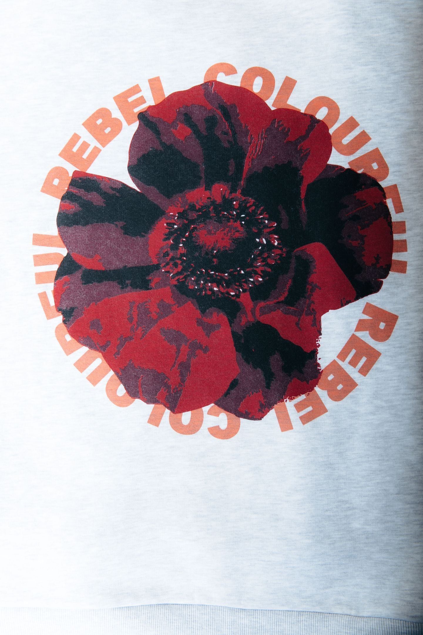 CR ROUND FLOWER DROPPED SHOULDER SWEAT LIGHT GREY MELANGE 4