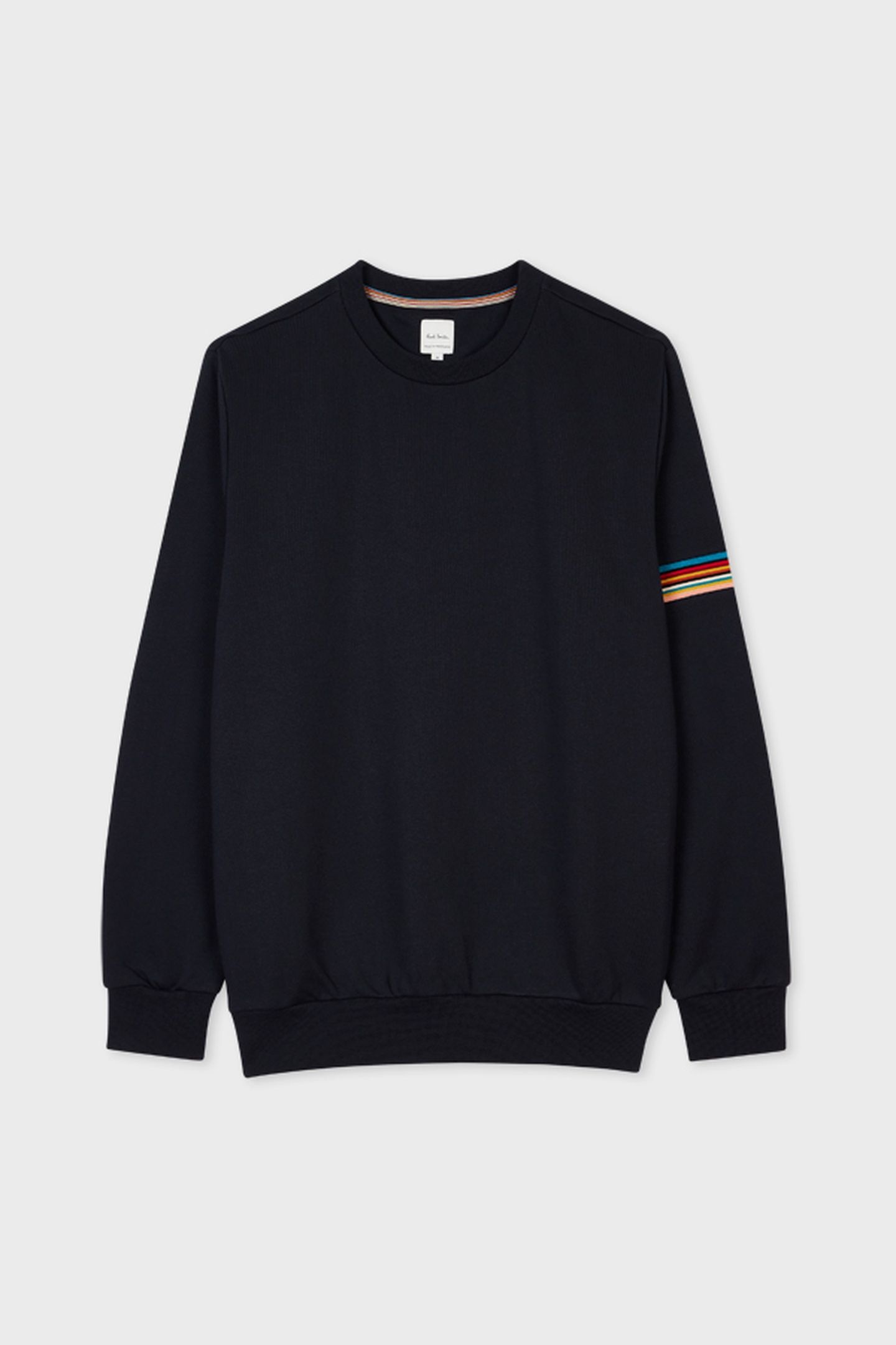 MENS SWEATSHIRT WITH STRIPE ARM DETAIL VERY DARK NAVY 2
