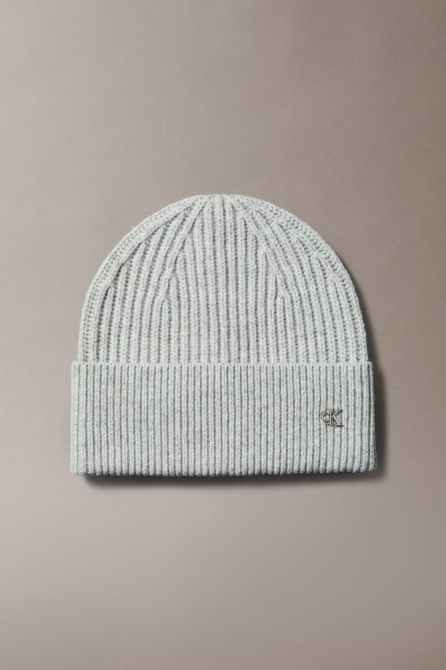 CK METAL WOOL BEANIE LIGHT GREY HEATHER 1