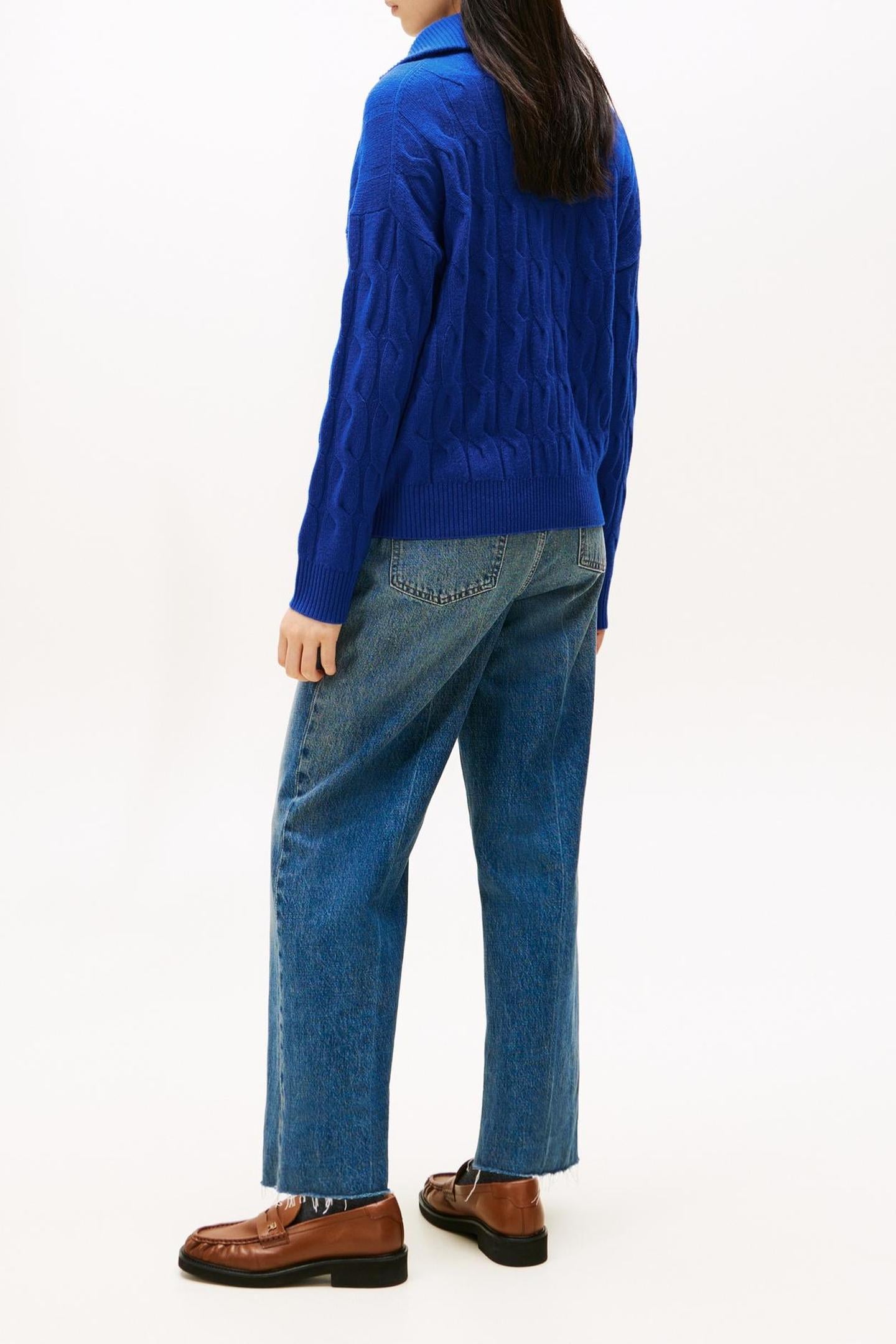 SOFT WOOL CABLE 1/2 ZIP COBALT 2