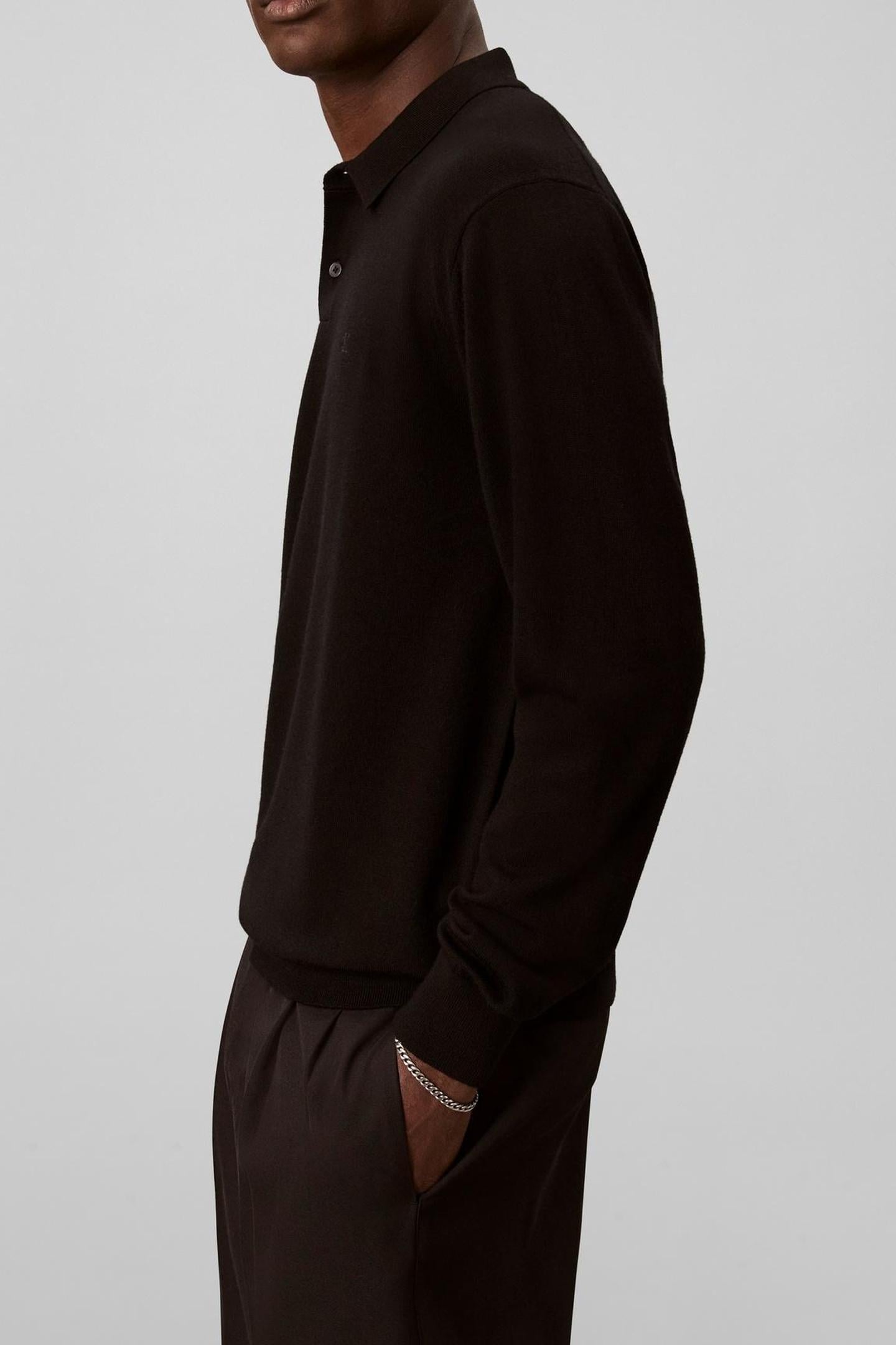 LS 100% MERINO POLO BLACK 5