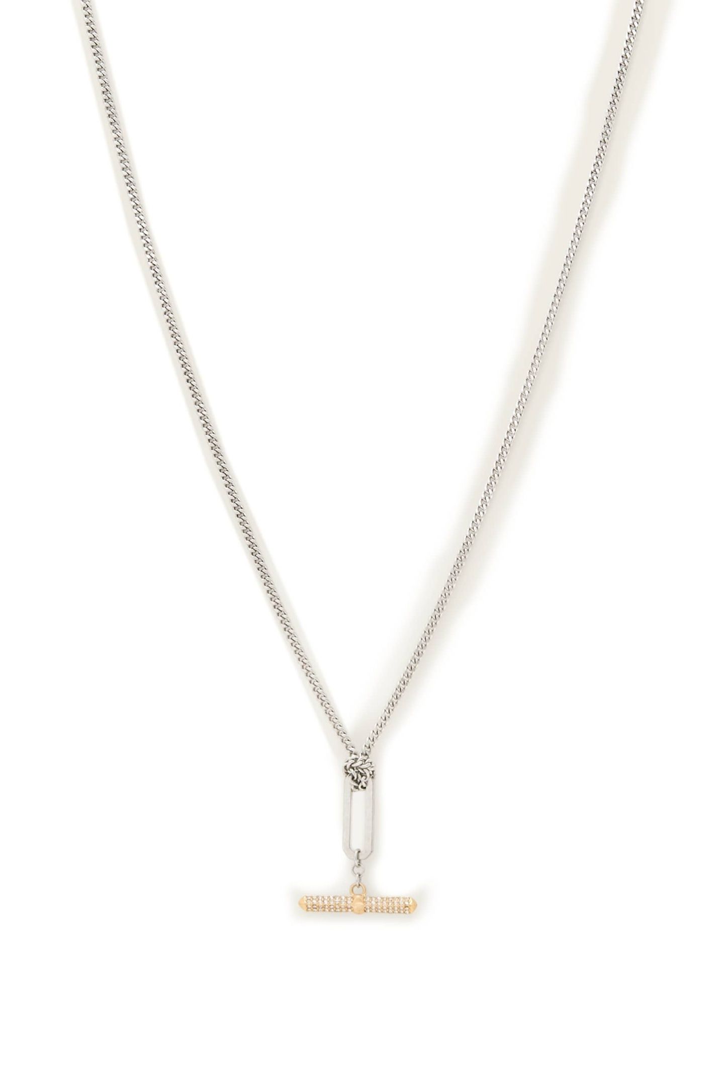APRIL T BAR NCKLC WARM SILVER/BRASS 1