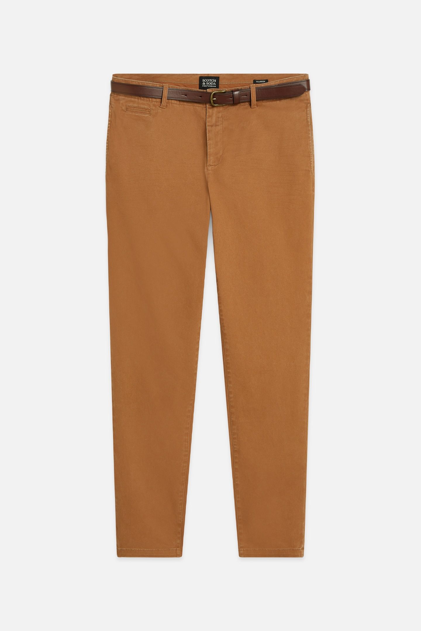 WARREN COTTON TWILL WASHED CHINO WITH BELT NUTHATCH 1